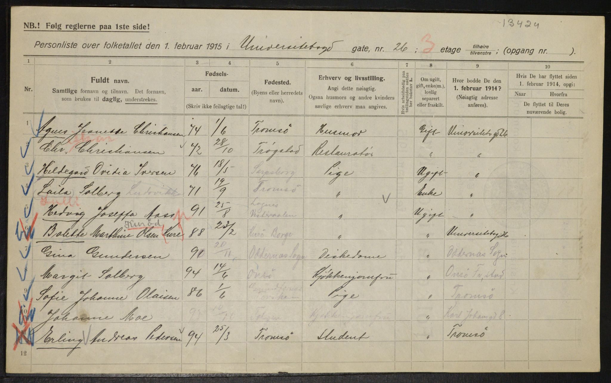 OBA, Kommunal folketelling 1.2.1915 for Kristiania, 1915, s. 120863