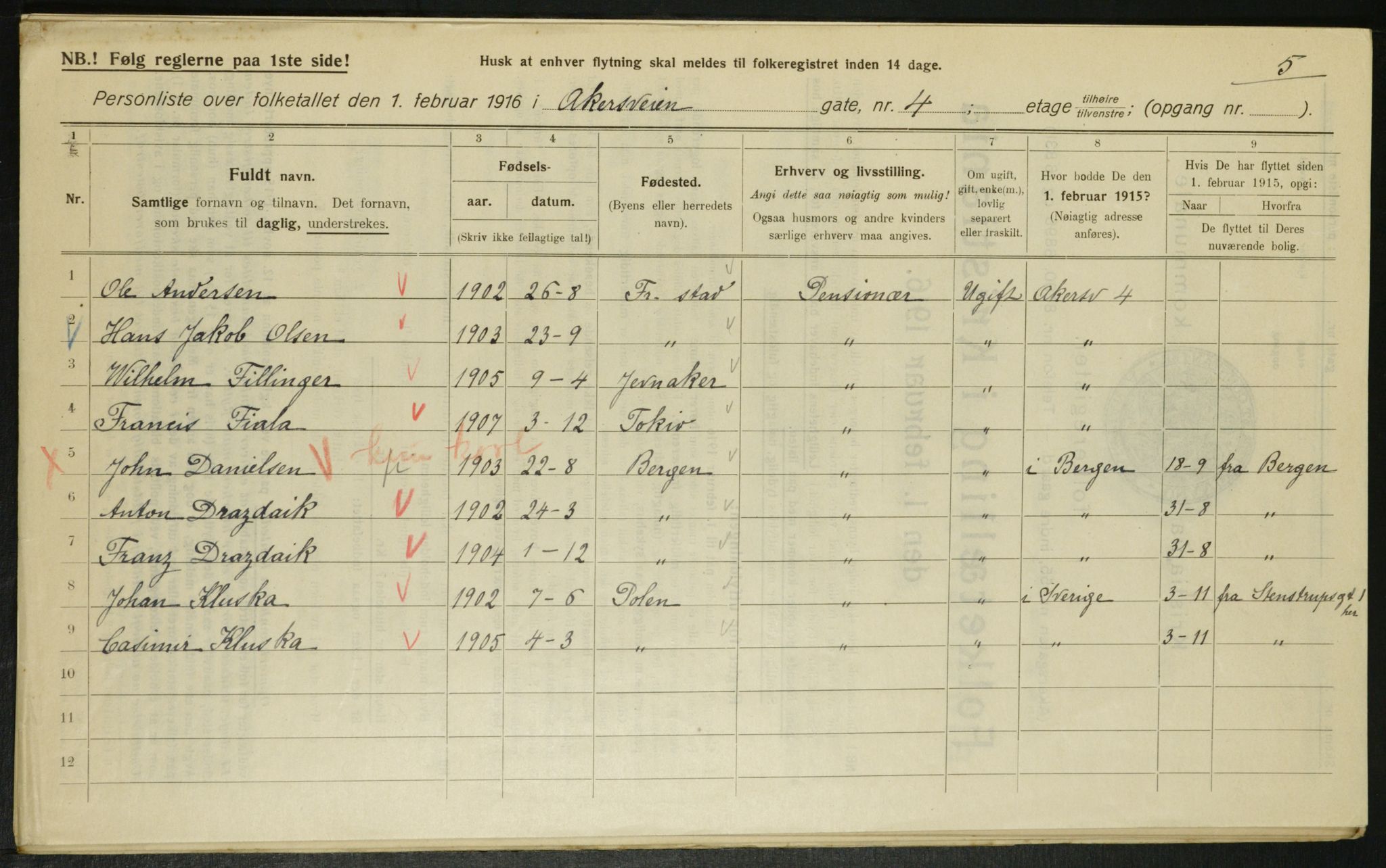 OBA, Kommunal folketelling 1.2.1916 for Kristiania, 1916, s. 758