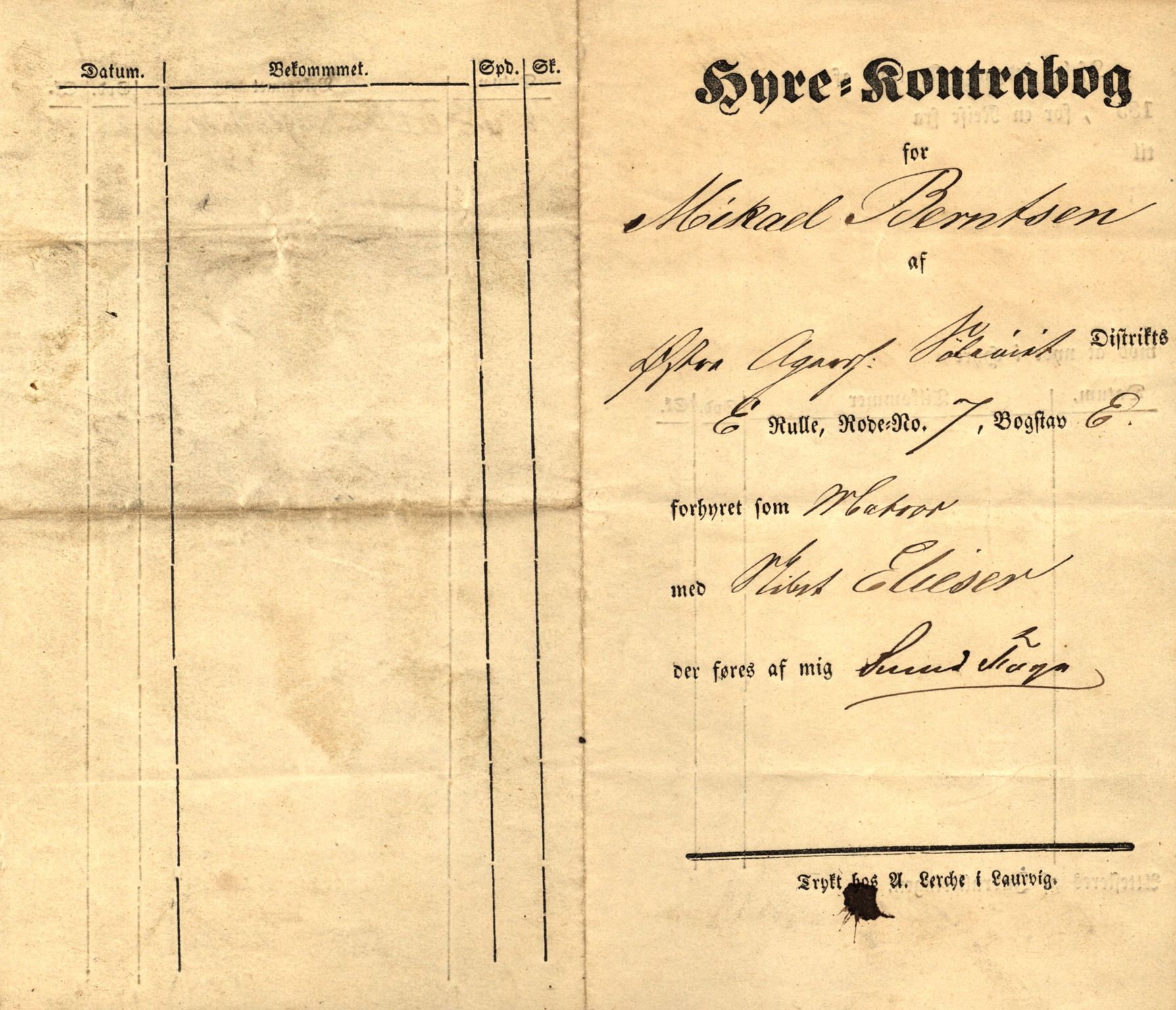 Foyn, Lorentz, VEMU/VFA-A-1111/P/L0001/0001: Mannskapslister/ hyrebøker / Hyrebøker, Eliezer, 1856-1868