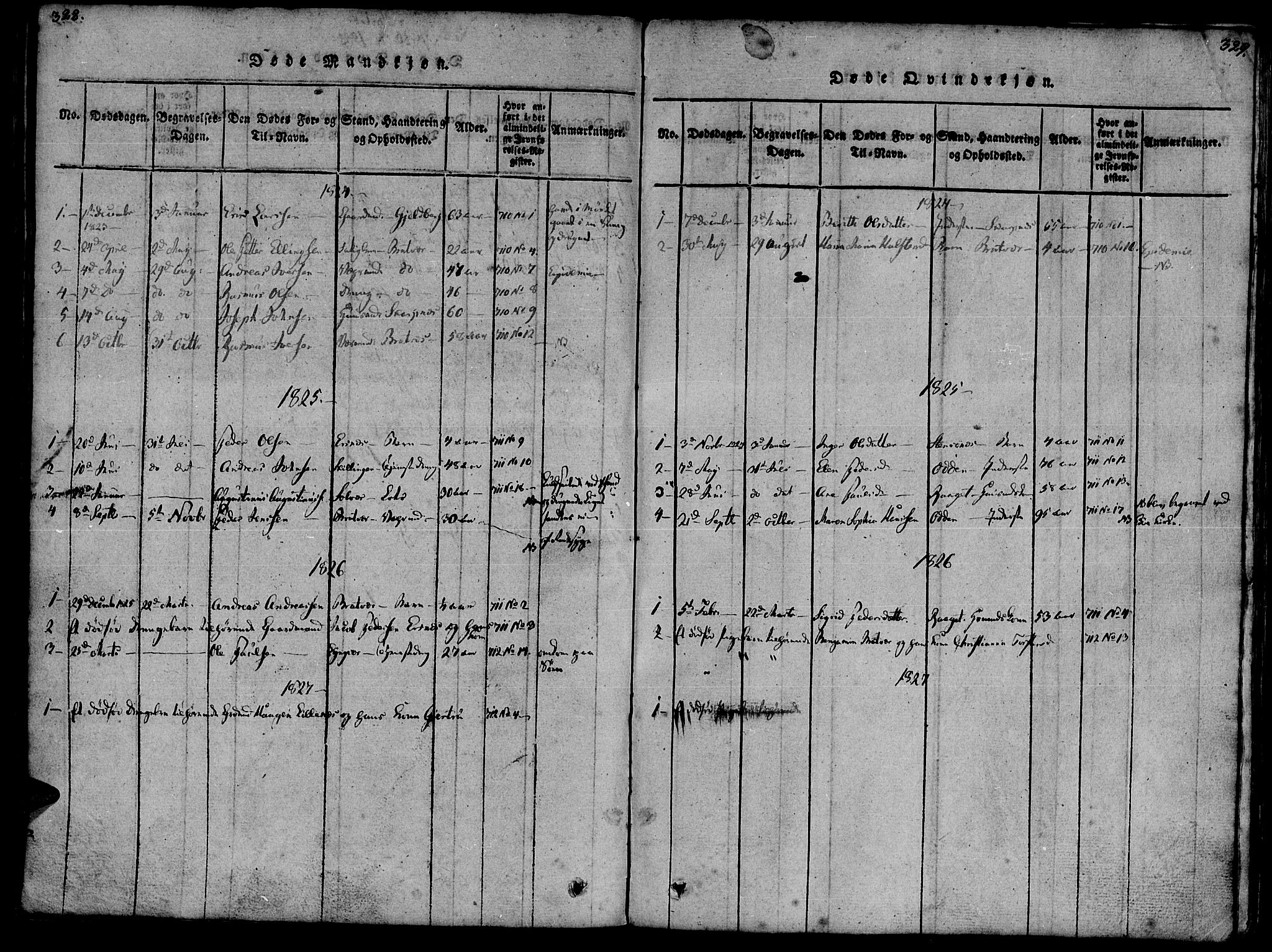 Ministerialprotokoller, klokkerbøker og fødselsregistre - Møre og Romsdal, SAT/A-1454/581/L0934: Ministerialbok nr. 581A03 /2, 1819-1827, s. 328-329