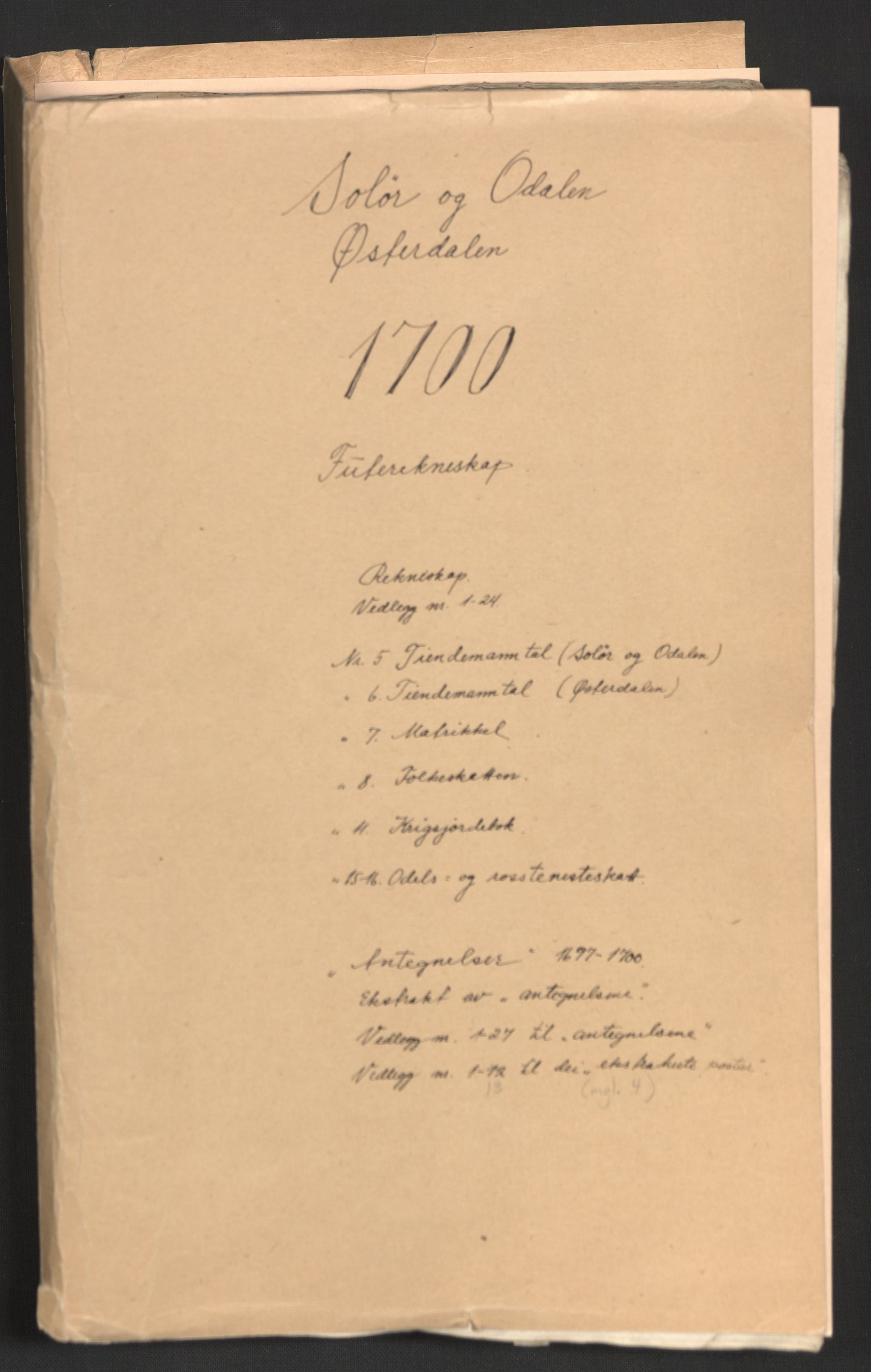 Rentekammeret inntil 1814, Reviderte regnskaper, Fogderegnskap, RA/EA-4092/R13/L0838: Fogderegnskap Solør, Odal og Østerdal, 1700, s. 2