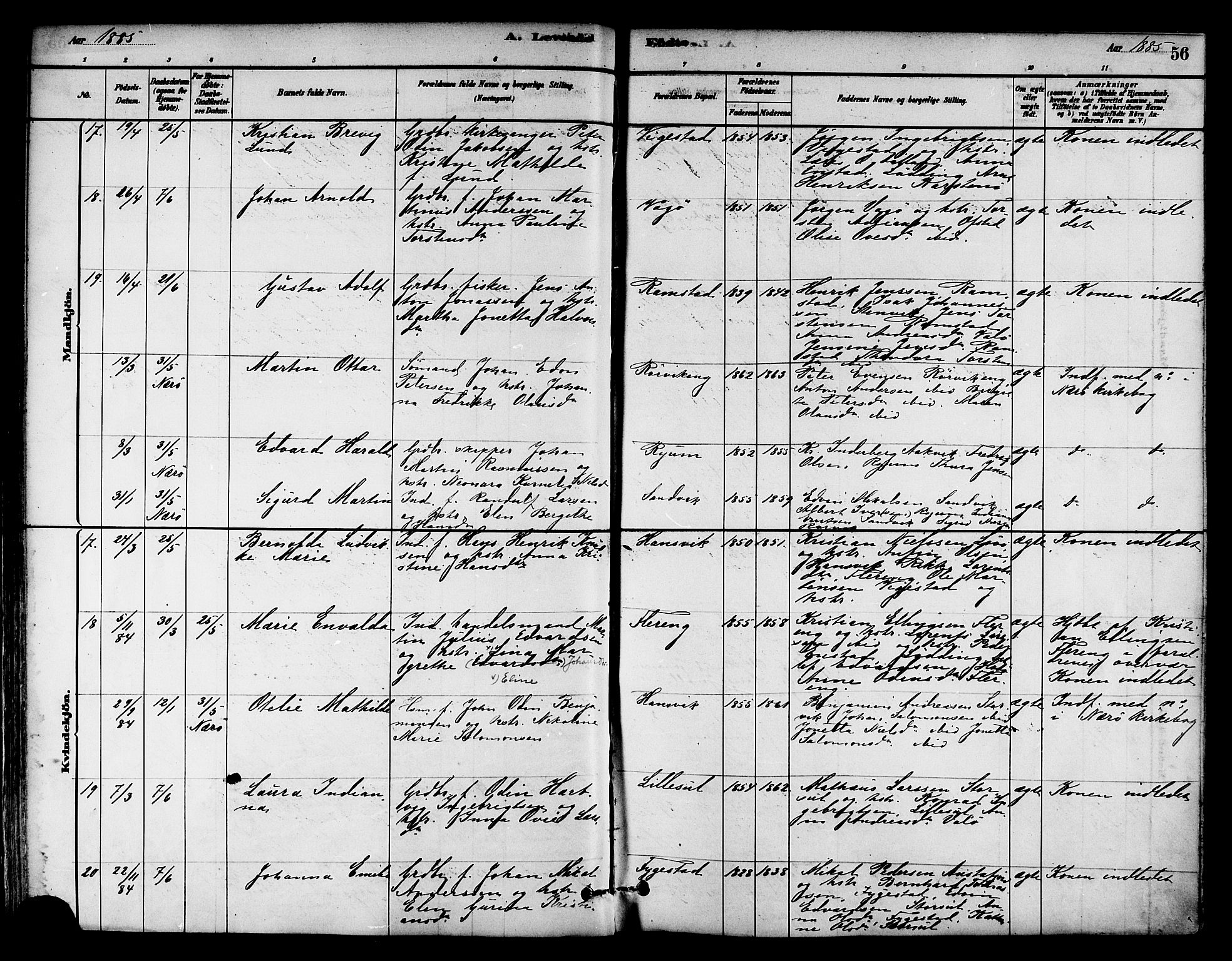 Ministerialprotokoller, klokkerbøker og fødselsregistre - Nord-Trøndelag, AV/SAT-A-1458/786/L0686: Ministerialbok nr. 786A02, 1880-1887, s. 56