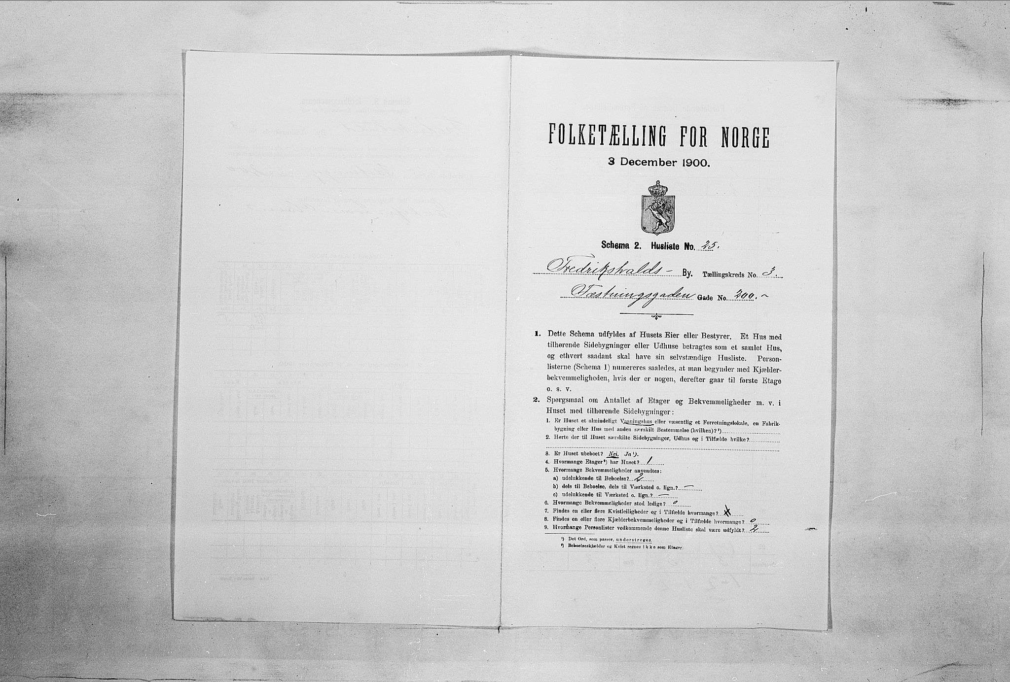 SAO, Folketelling 1900 for 0101 Fredrikshald kjøpstad, 1900