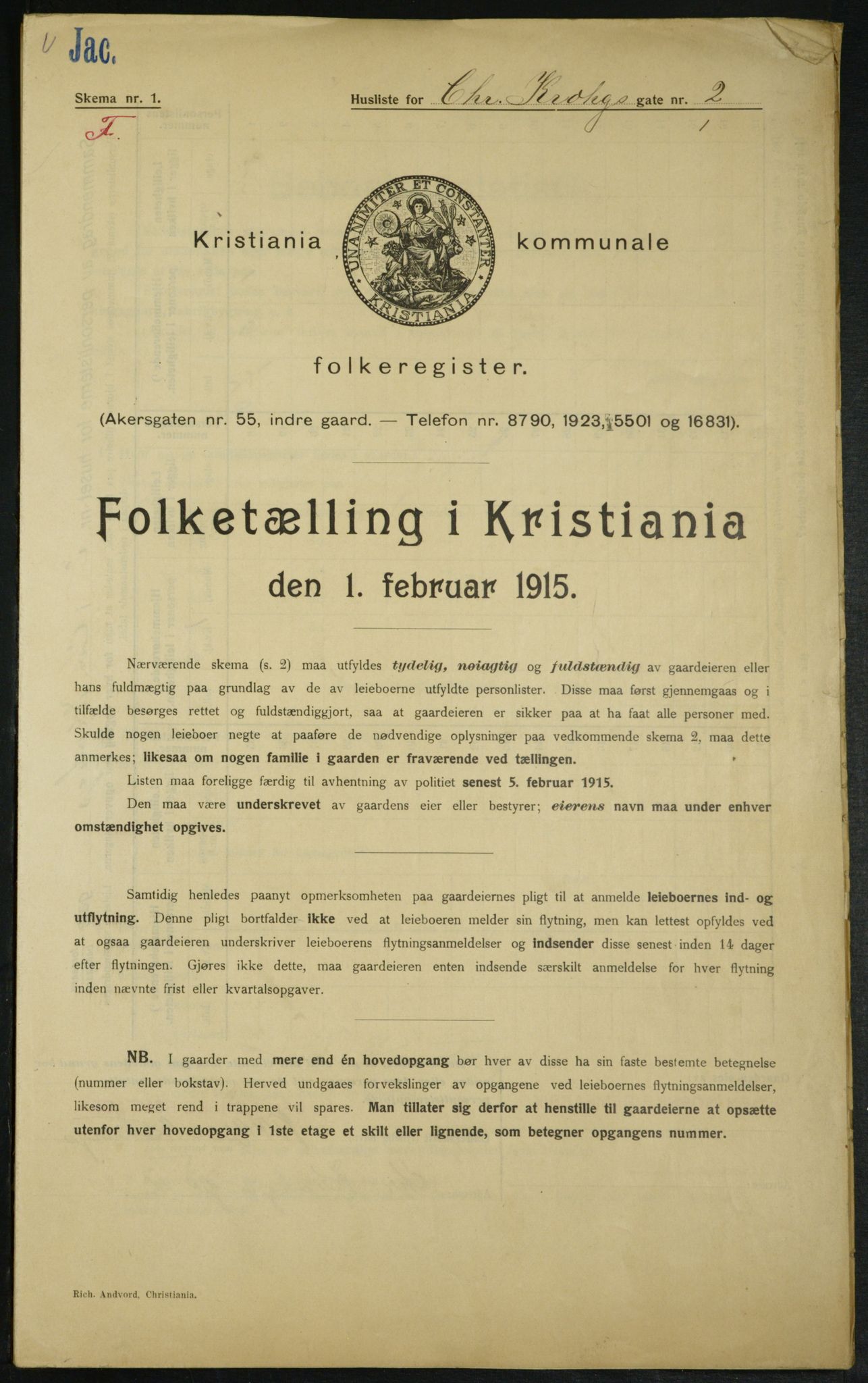 OBA, Kommunal folketelling 1.2.1915 for Kristiania, 1915, s. 11810