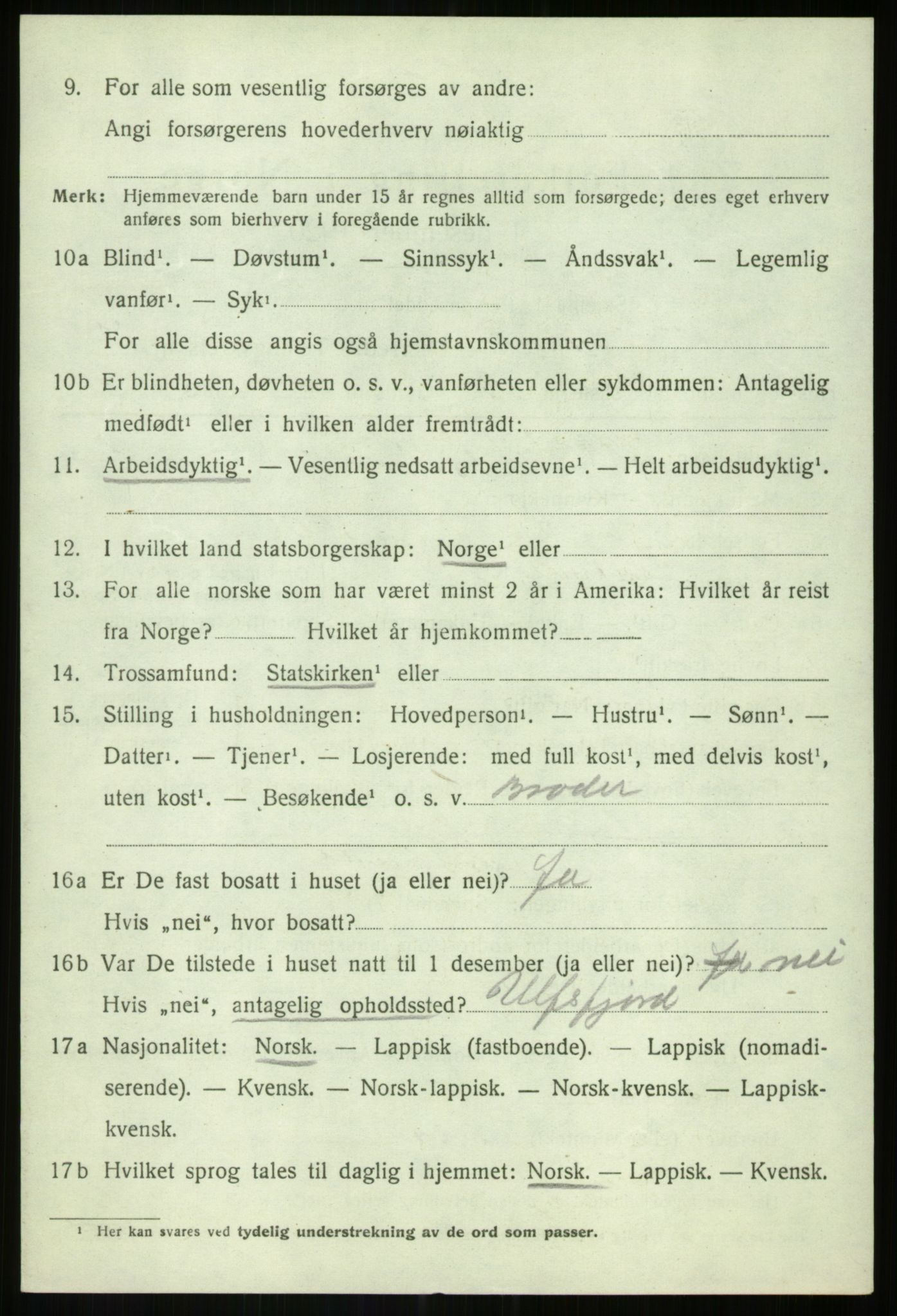 SATØ, Folketelling 1920 for 1931 Lenvik herred, 1920, s. 10461