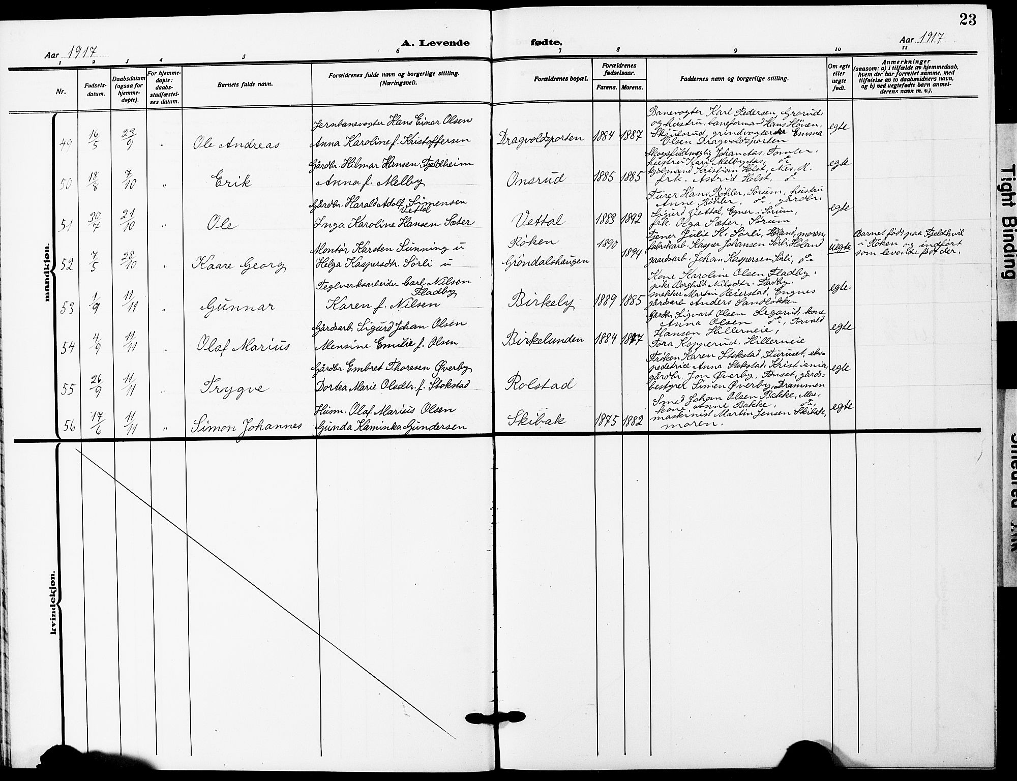 Ullensaker prestekontor Kirkebøker, AV/SAO-A-10236a/G/Ga/L0003: Klokkerbok nr. I 3, 1914-1929, s. 23