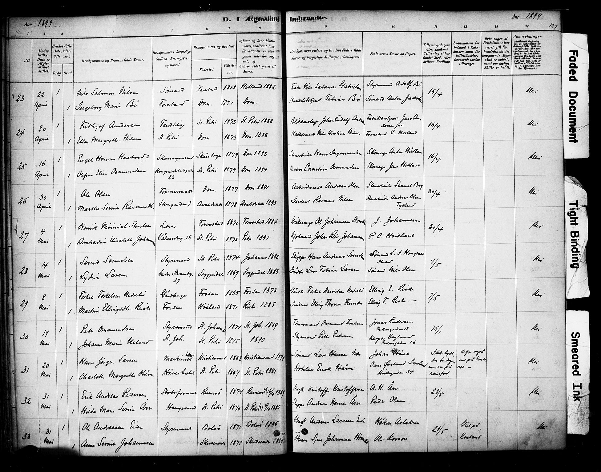 Domkirken sokneprestkontor, AV/SAST-A-101812/001/30/30BA/L0029: Ministerialbok nr. A 28, 1878-1904, s. 127