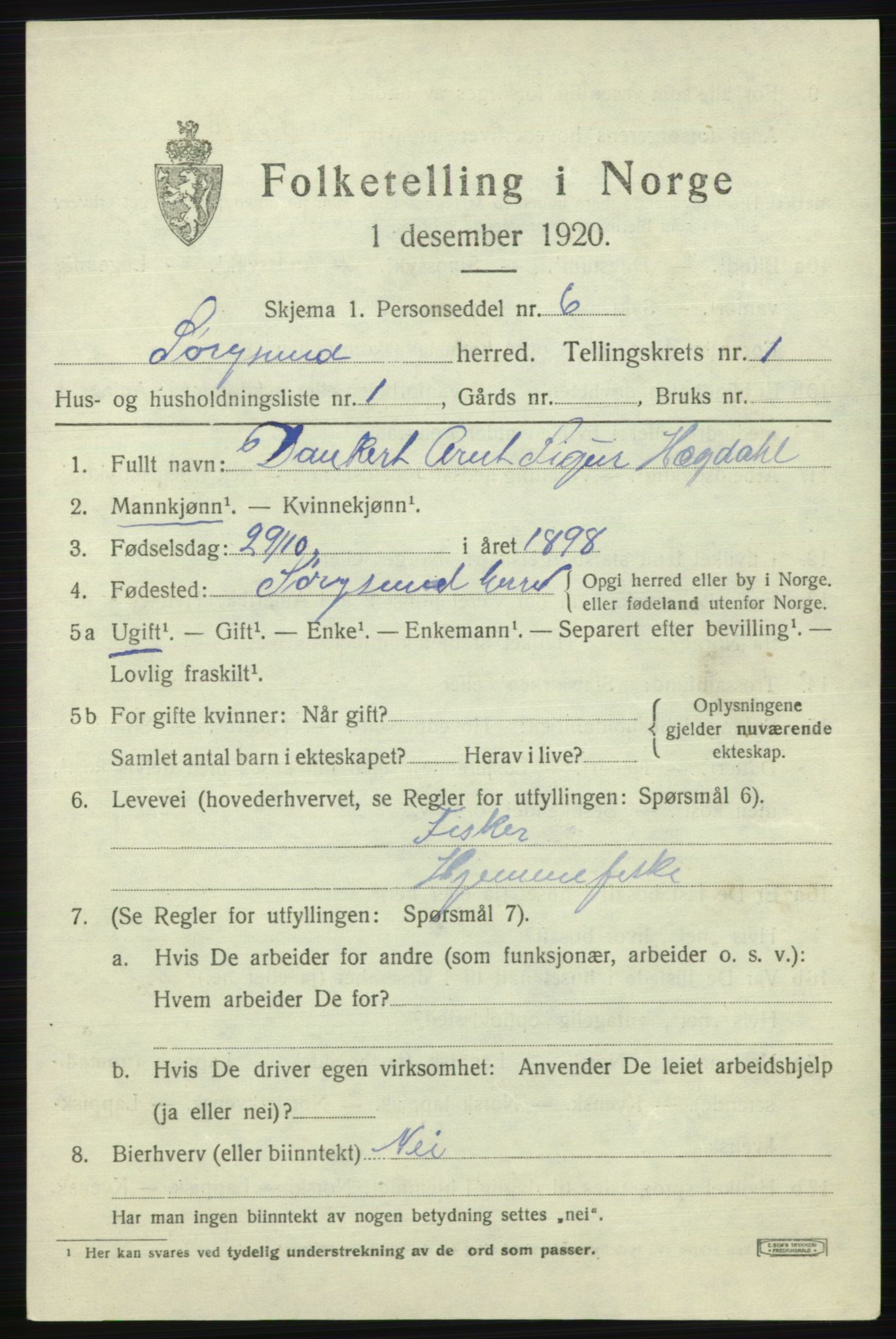 SATØ, Folketelling 1920 for 2016 Sørøysund herred, 1920, s. 494