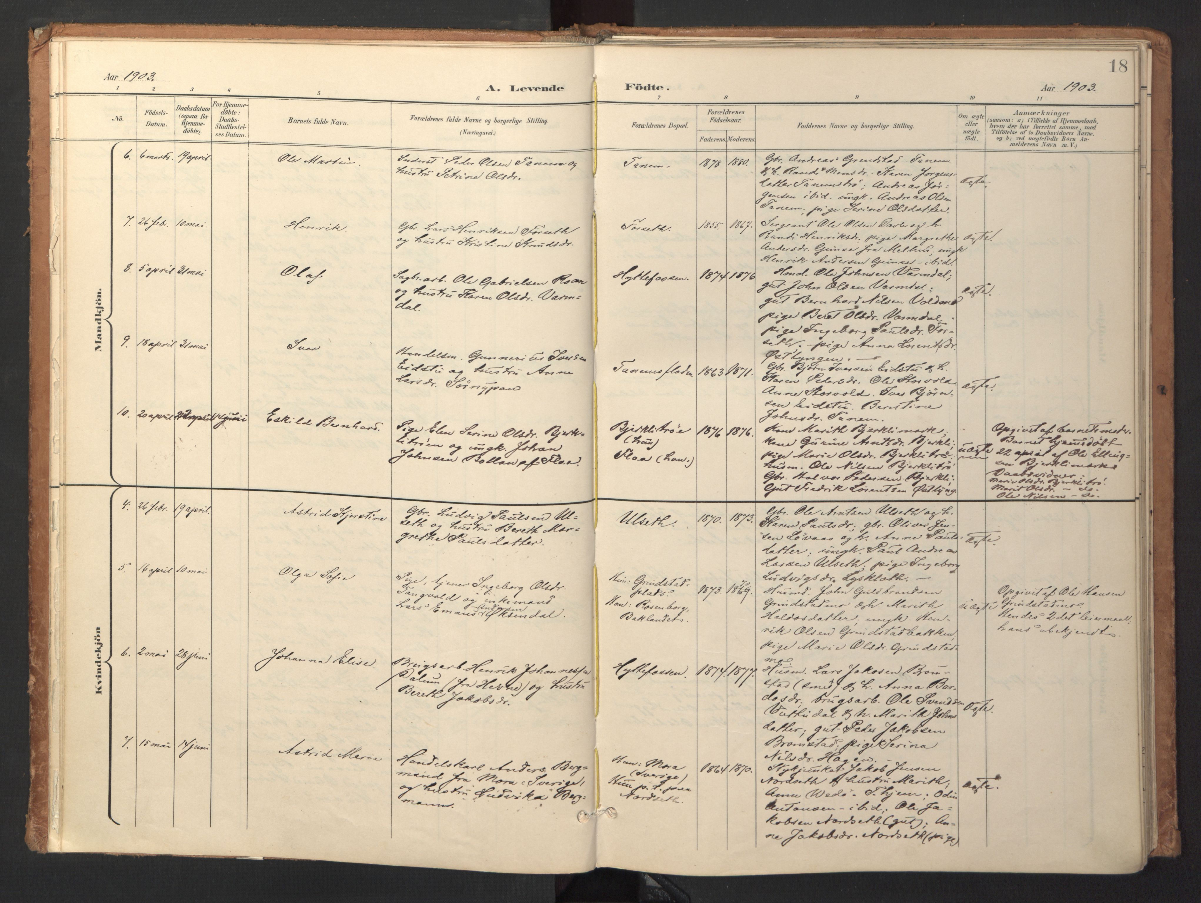 Ministerialprotokoller, klokkerbøker og fødselsregistre - Sør-Trøndelag, AV/SAT-A-1456/618/L0448: Ministerialbok nr. 618A11, 1898-1916, s. 18