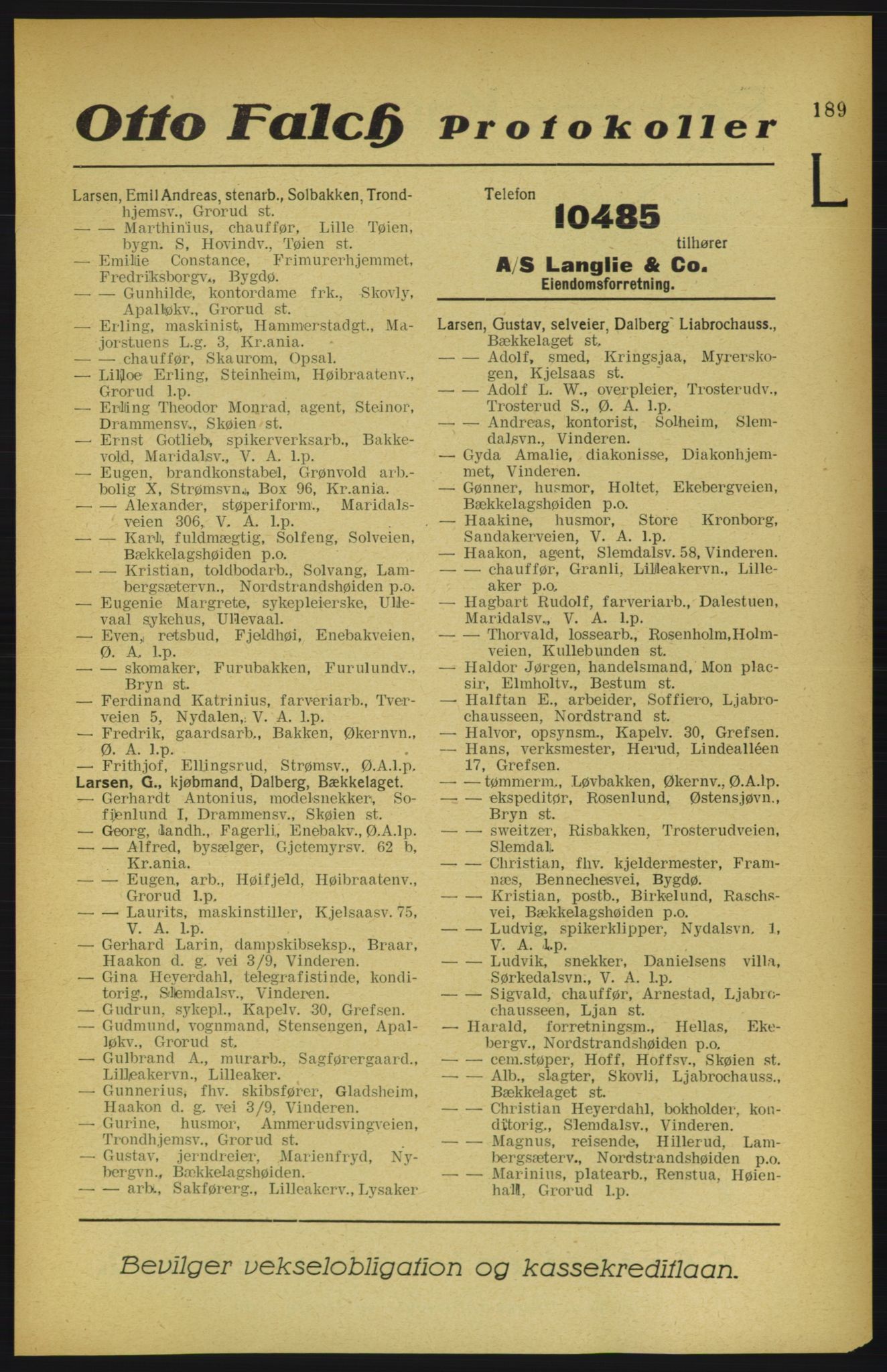 Aker adressebok/adressekalender, PUBL/001/A/002: Akers adressekalender, 1922, s. 189
