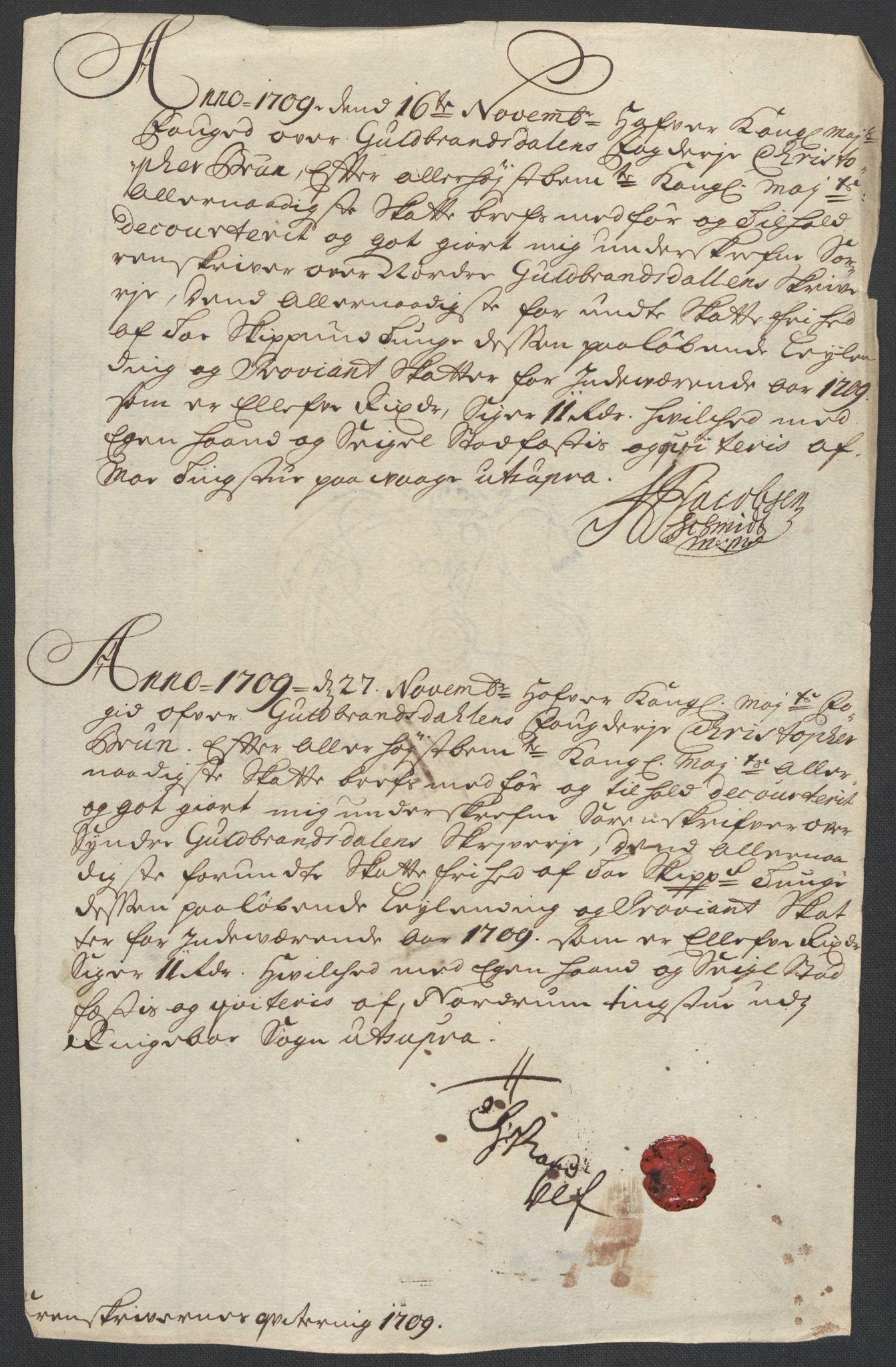 Rentekammeret inntil 1814, Reviderte regnskaper, Fogderegnskap, AV/RA-EA-4092/R17/L1179: Fogderegnskap Gudbrandsdal, 1708-1710, s. 207