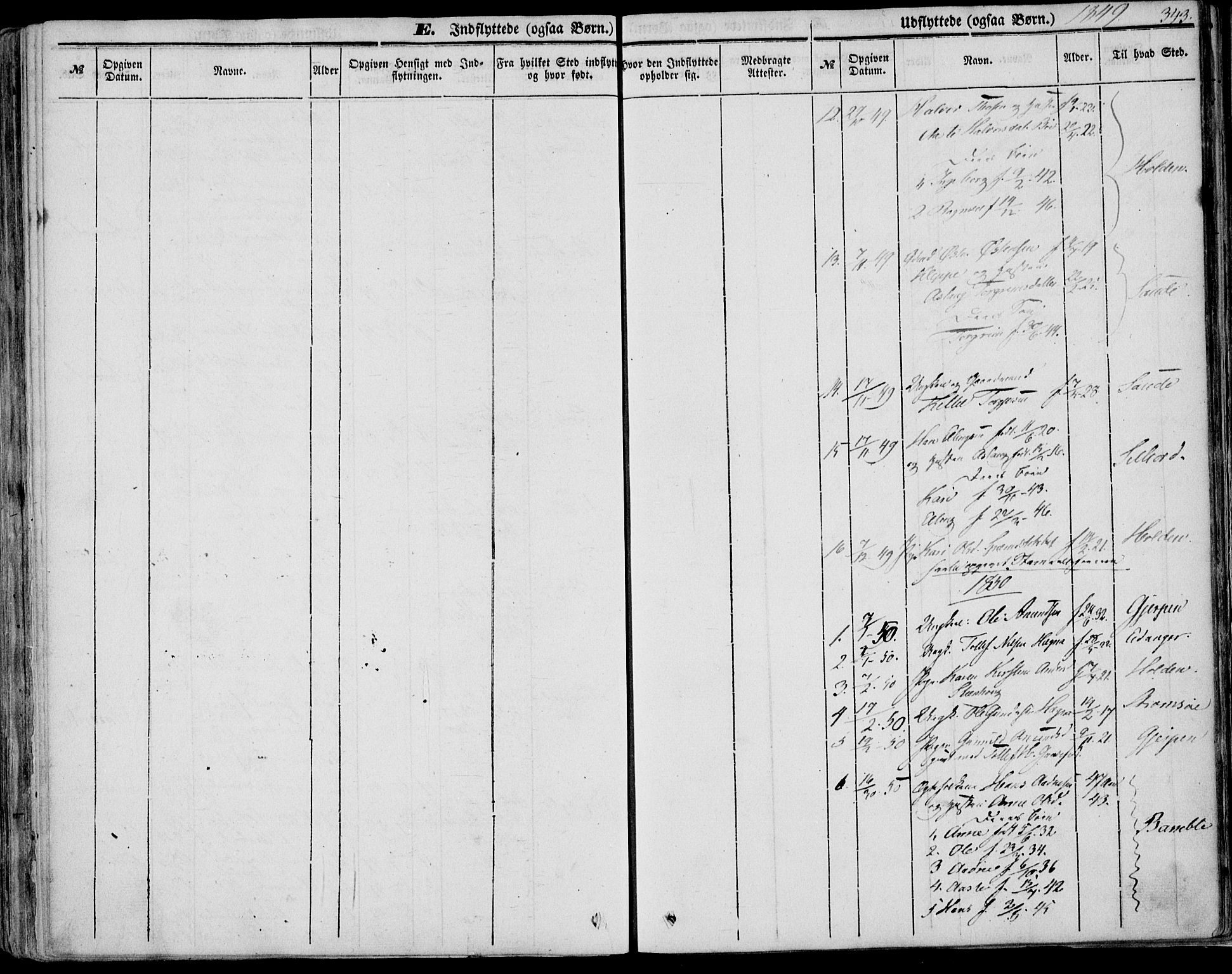Bø kirkebøker, AV/SAKO-A-257/F/Fa/L0008: Ministerialbok nr. 8, 1849-1861, s. 343