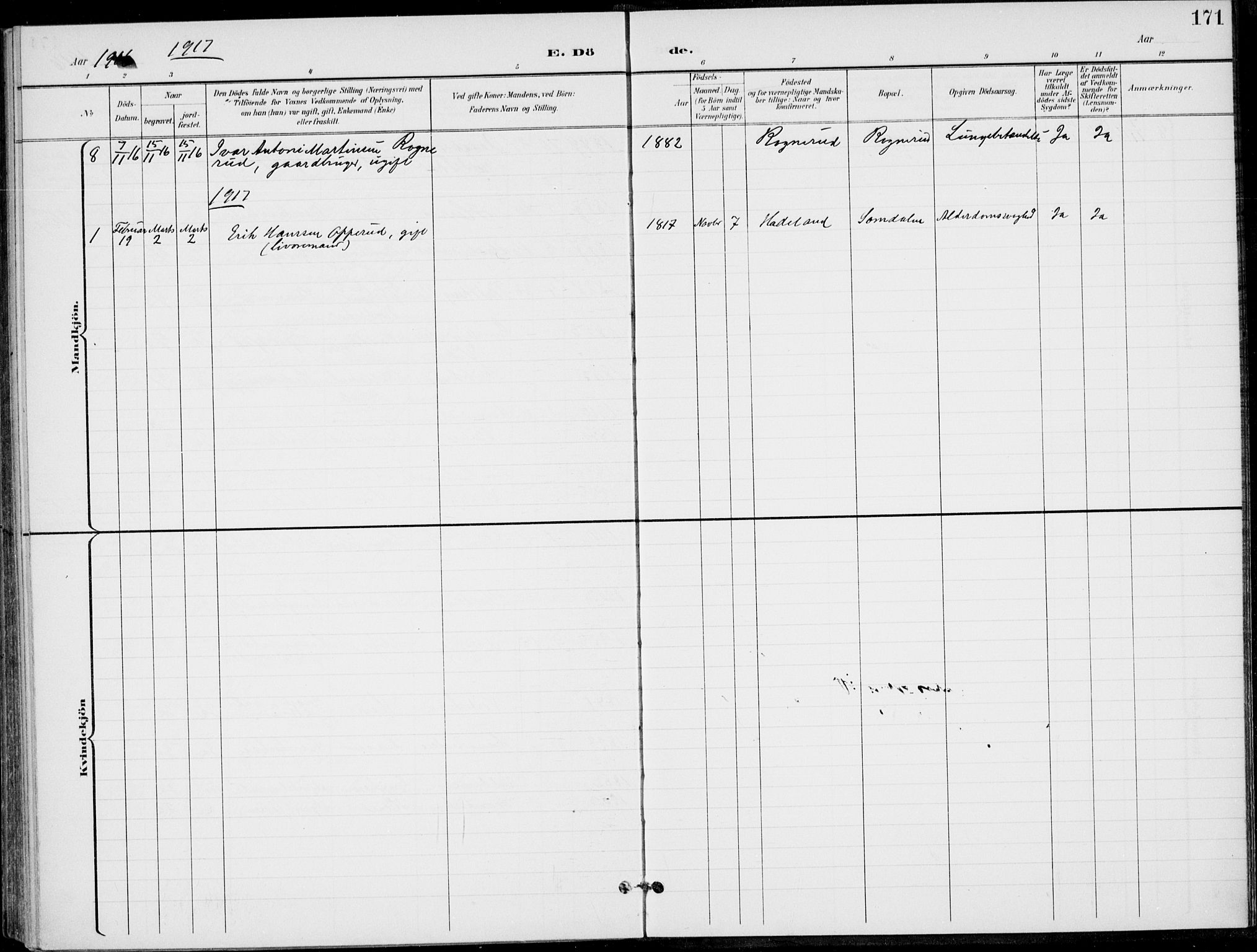 Ådal kirkebøker, SAKO/A-248/F/Fb/L0002: Ministerialbok nr. II 2, 1898-1917, s. 171