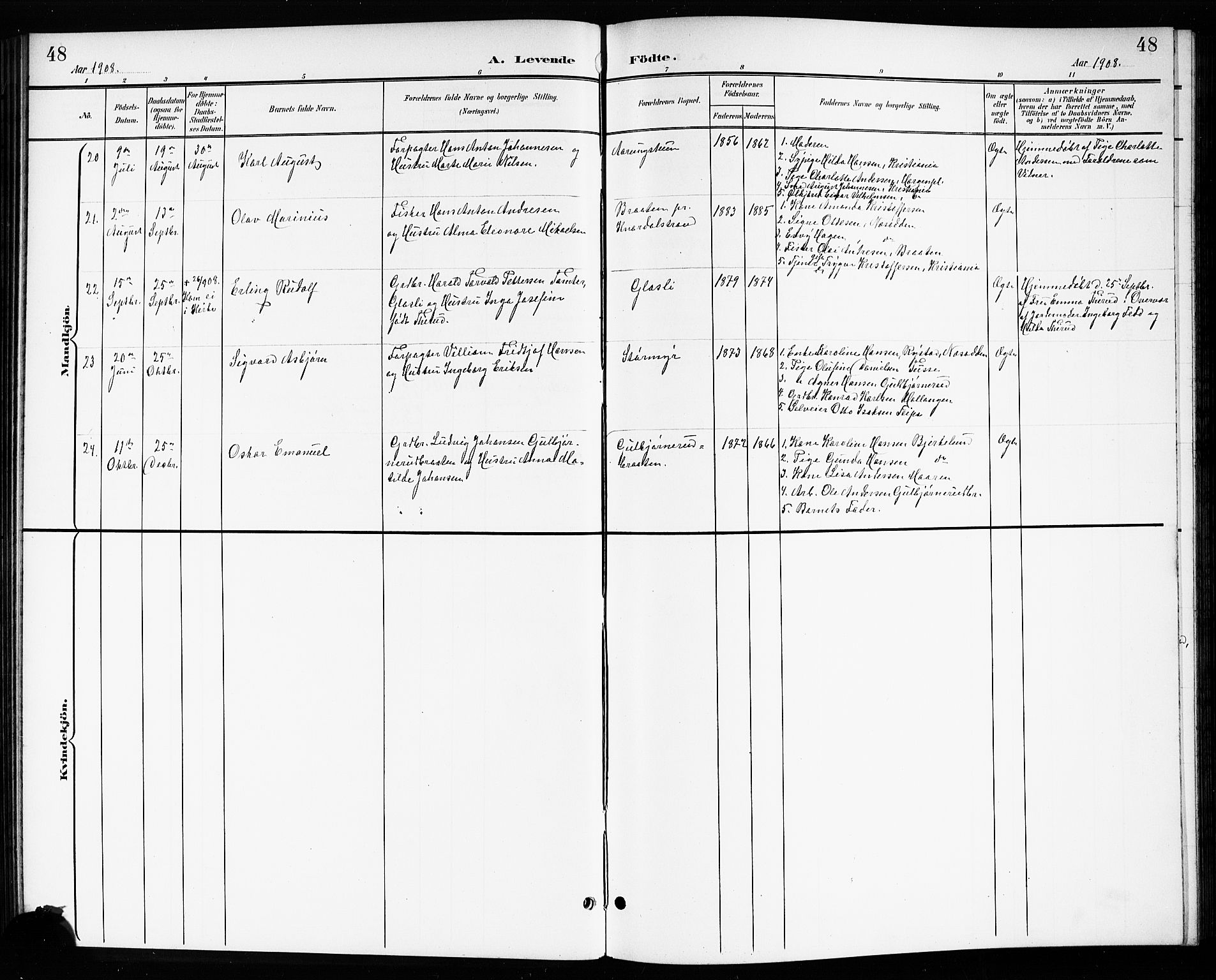 Drøbak prestekontor Kirkebøker, AV/SAO-A-10142a/G/Gb/L0001: Klokkerbok nr. II 1, 1901-1919, s. 48