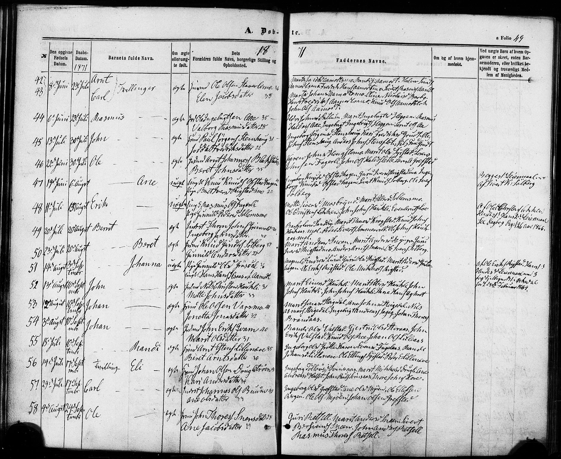 Ministerialprotokoller, klokkerbøker og fødselsregistre - Sør-Trøndelag, SAT/A-1456/672/L0856: Ministerialbok nr. 672A08, 1861-1881, s. 49