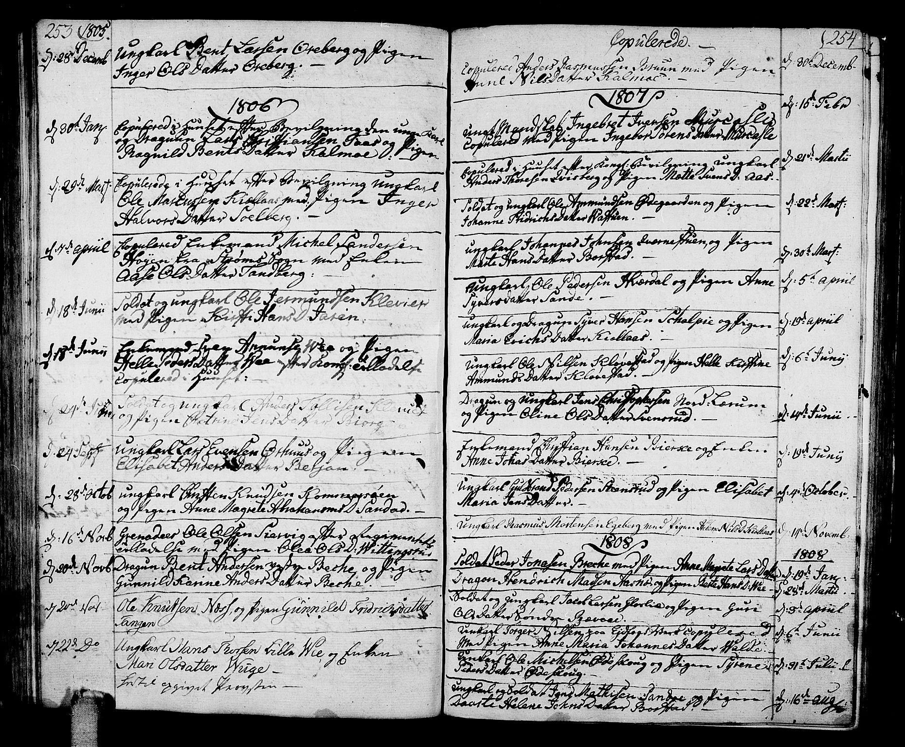Sande Kirkebøker, AV/SAKO-A-53/F/Fa/L0002: Ministerialbok nr. 2, 1804-1814, s. 253-254