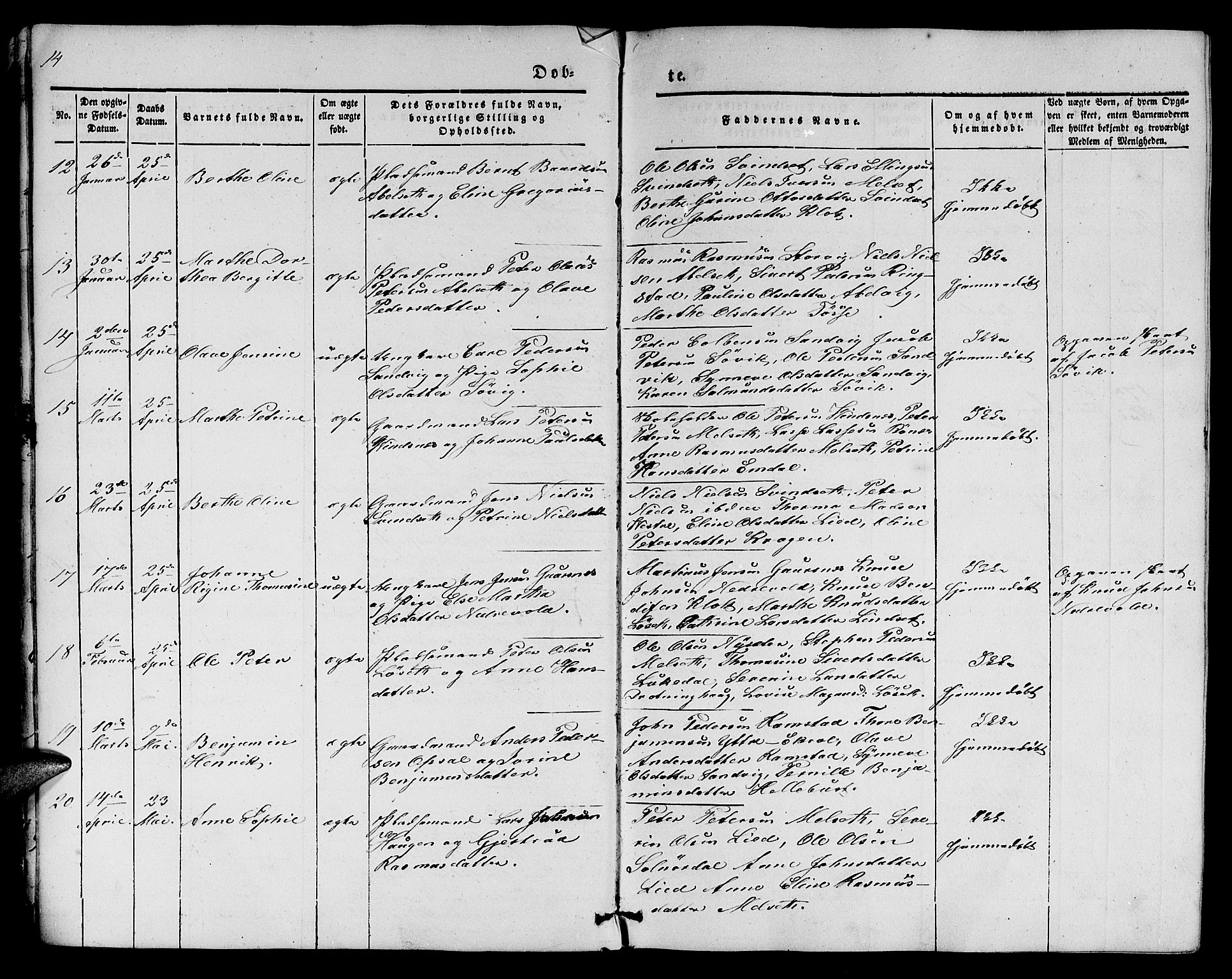 Ministerialprotokoller, klokkerbøker og fødselsregistre - Møre og Romsdal, AV/SAT-A-1454/522/L0324: Klokkerbok nr. 522C03, 1854-1871, s. 14