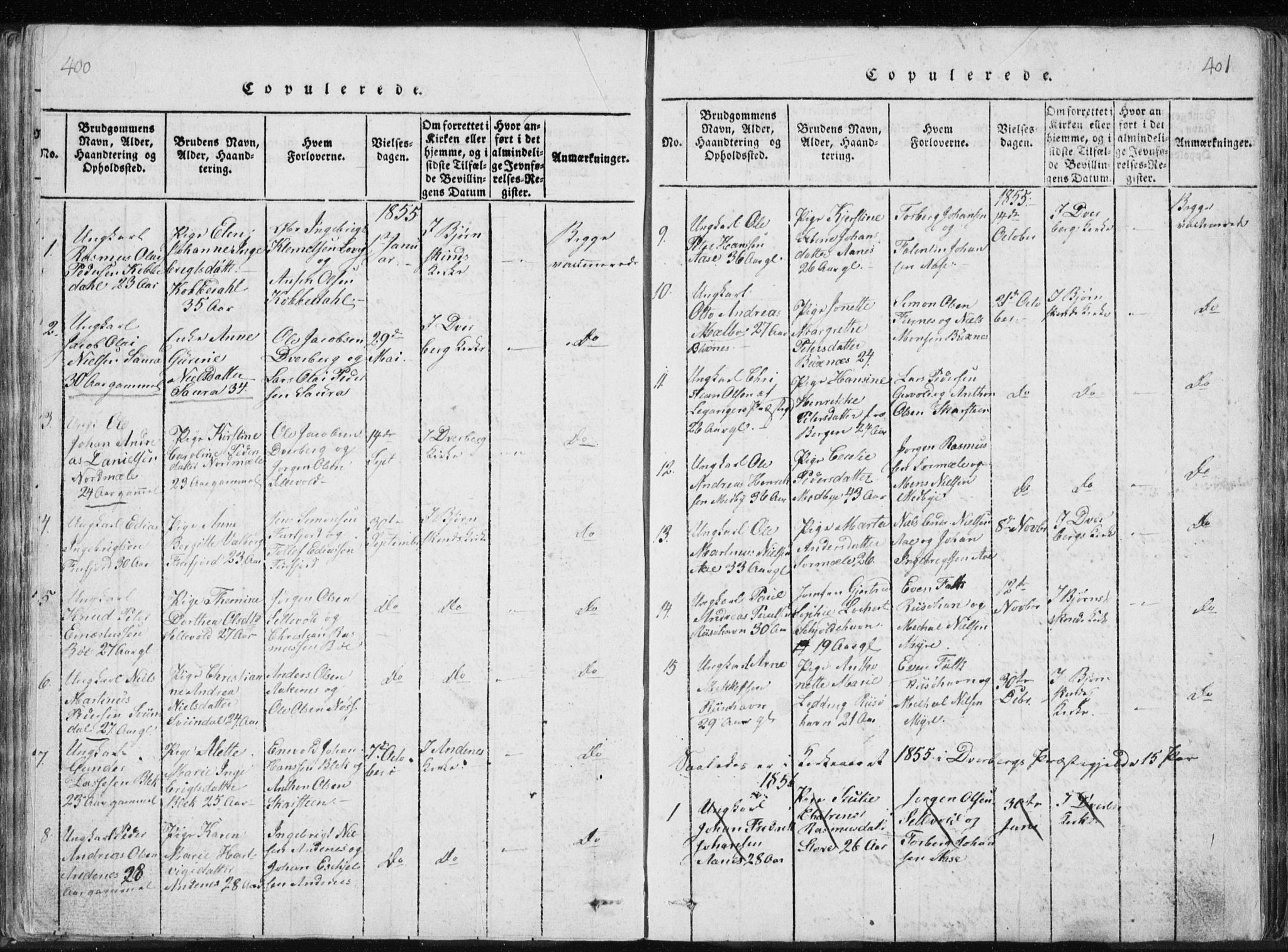 Ministerialprotokoller, klokkerbøker og fødselsregistre - Nordland, SAT/A-1459/897/L1411: Klokkerbok nr. 897C01, 1820-1866, s. 400-401