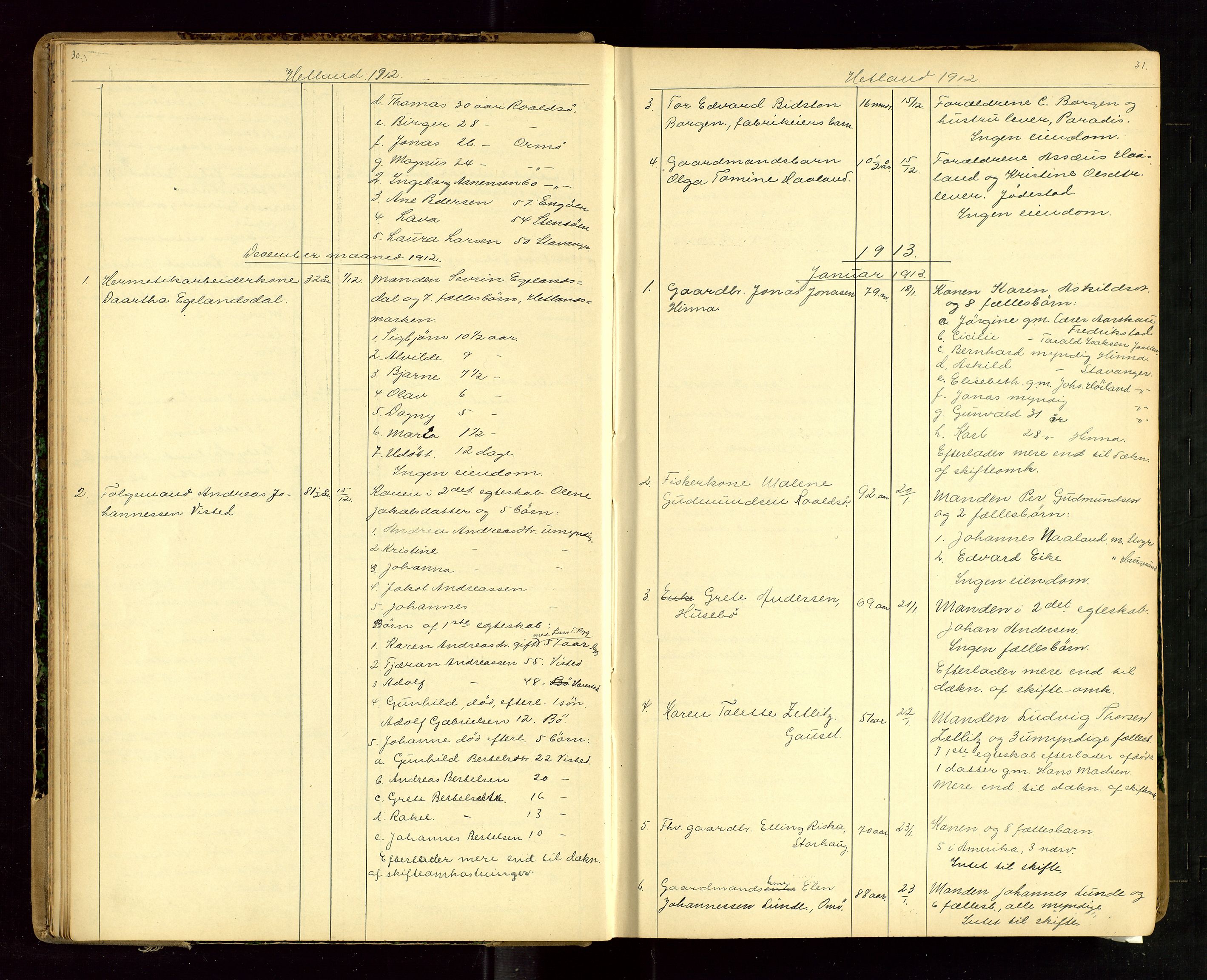 Jæren sorenskriveri, AV/SAST-A-100310/01/5/52/52B/L0003: DØDSFALLPROTOKOLL, 1910-1916, s. 30-31