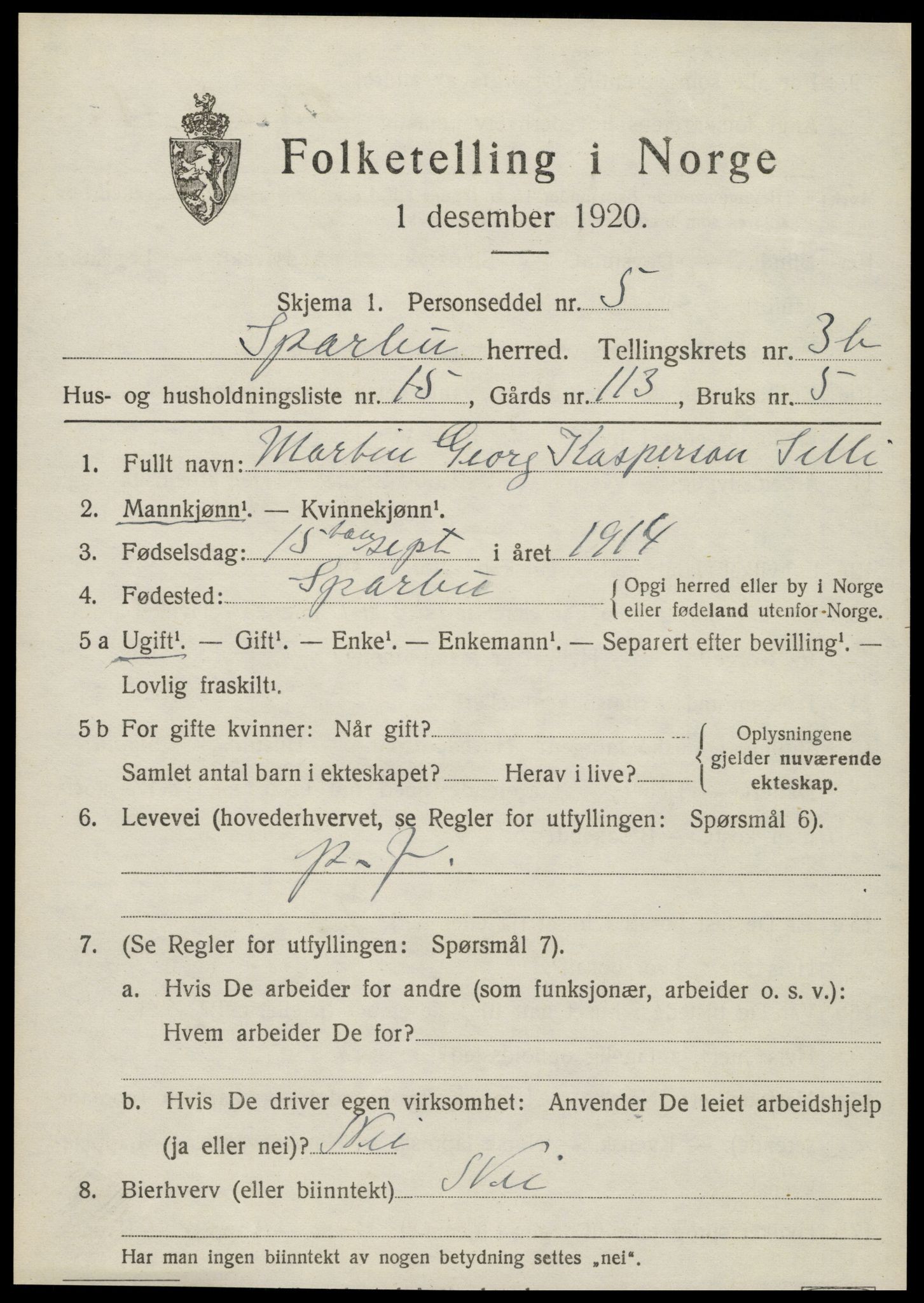 SAT, Folketelling 1920 for 1731 Sparbu herred, 1920, s. 4981