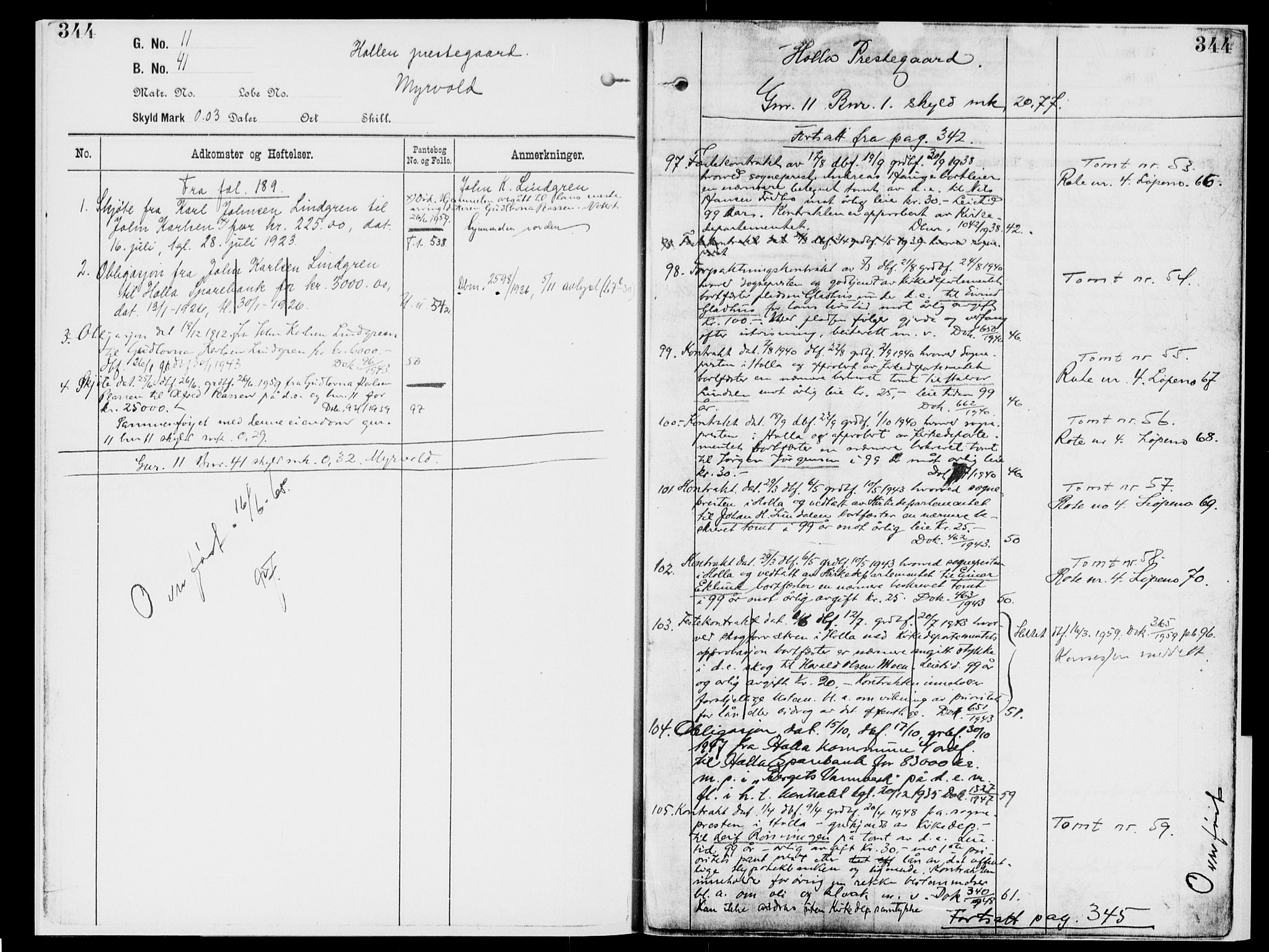 Nedre Telemark sorenskriveri, AV/SAKO-A-135/G/Gb/Gbg/L0001: Panteregister nr. VII 1, s. 344