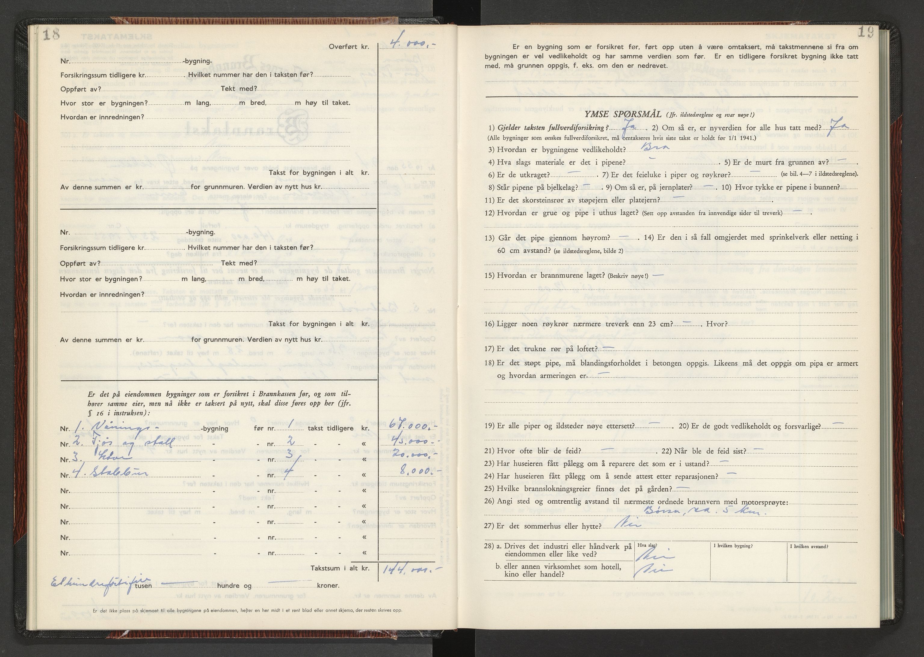 Norges Brannkasse Buvik, AV/SAT-A-5536/Fb/L0002: Branntakstprotokoll, 1952-1955