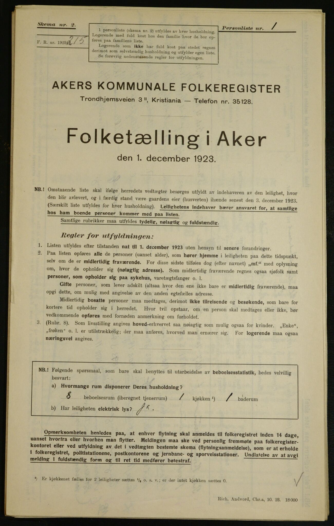 , Kommunal folketelling 1.12.1923 for Aker, 1923, s. 8700