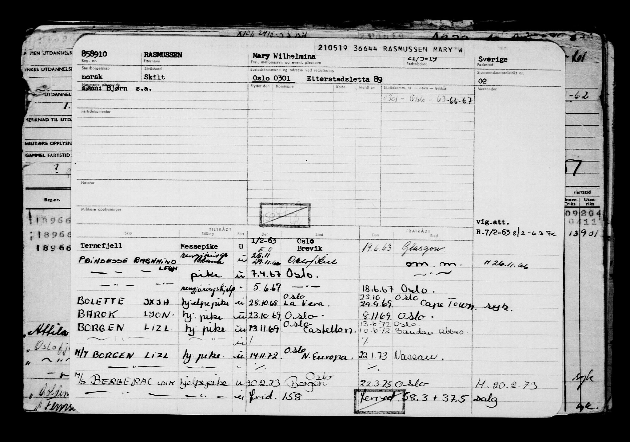 Direktoratet for sjømenn, AV/RA-S-3545/G/Gb/L0169: Hovedkort, 1919, s. 55