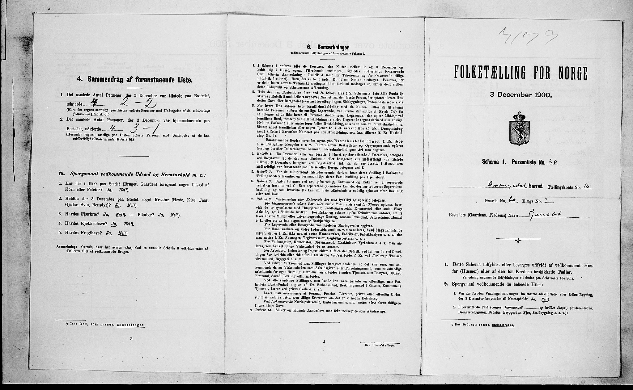 SAKO, Folketelling 1900 for 0817 Drangedal herred, 1900, s. 1266