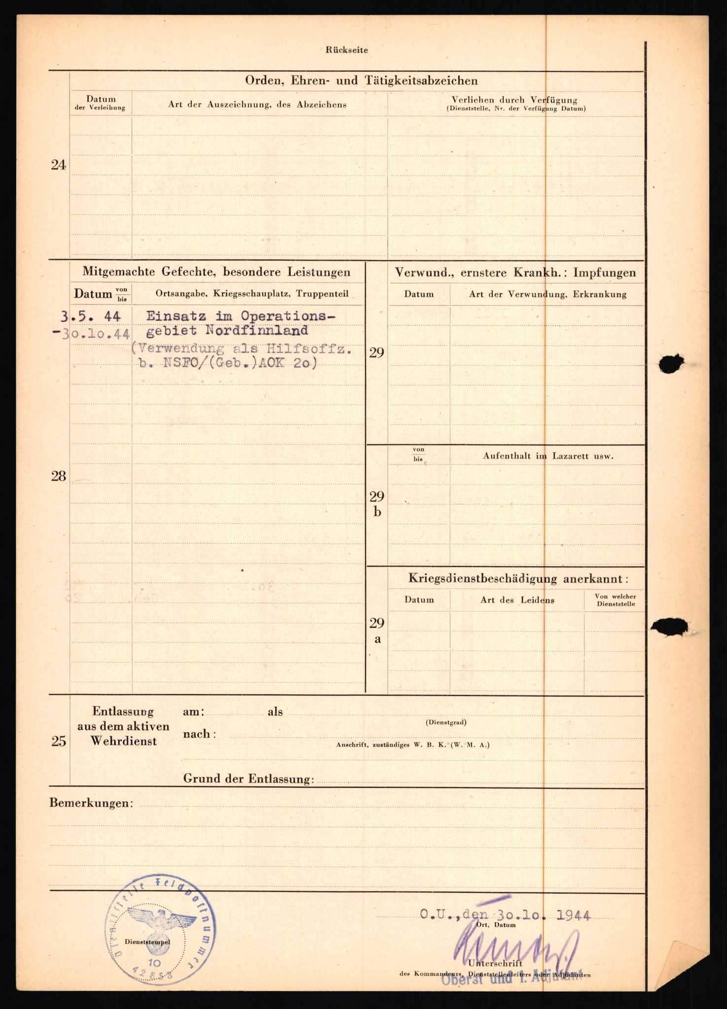 Forsvarets Overkommando. 2 kontor. Arkiv 11.4. Spredte tyske arkivsaker, AV/RA-RAFA-7031/D/Dar/Dara/L0018: Personalbøker, 1940-1945, s. 816