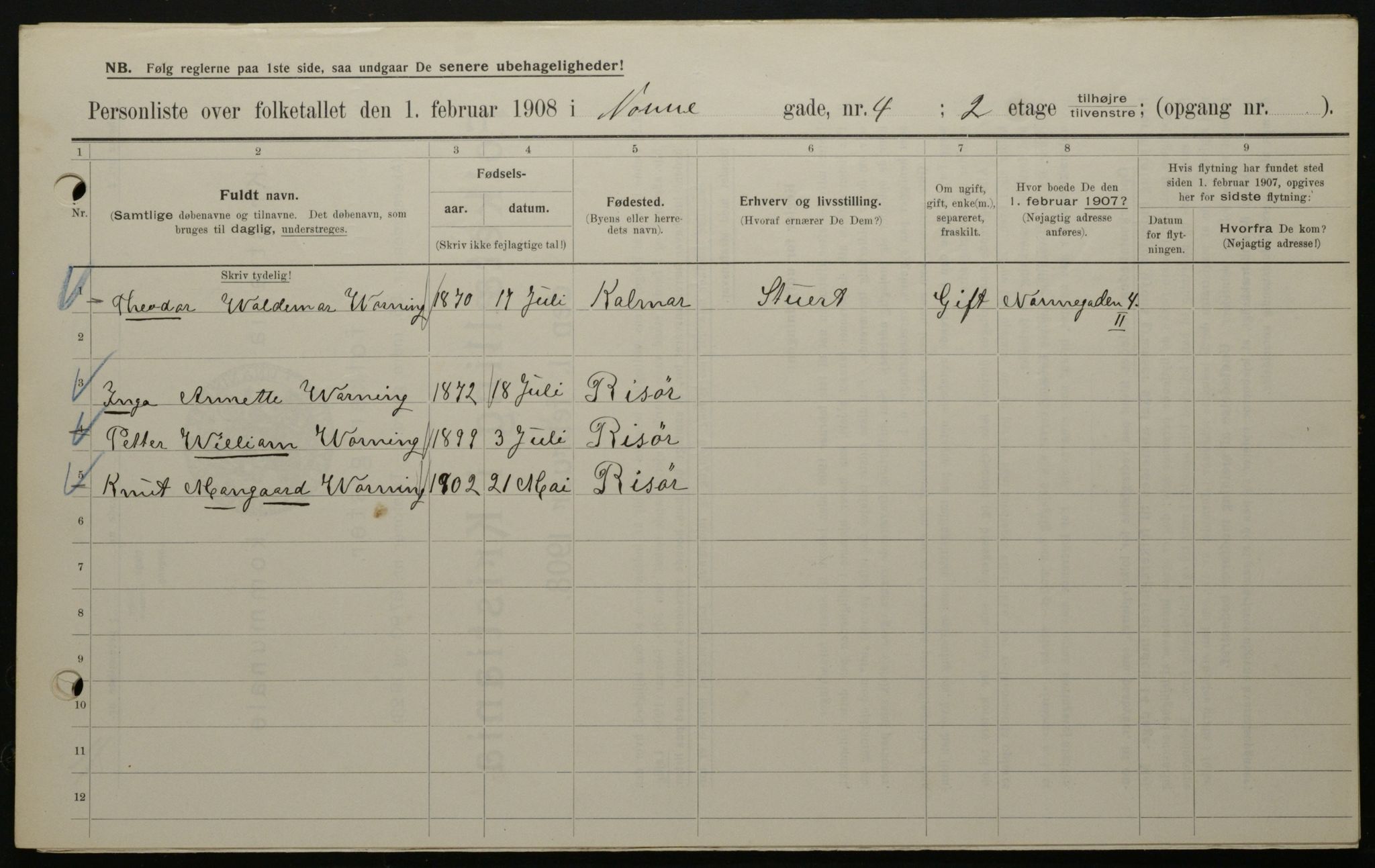 OBA, Kommunal folketelling 1.2.1908 for Kristiania kjøpstad, 1908, s. 64047
