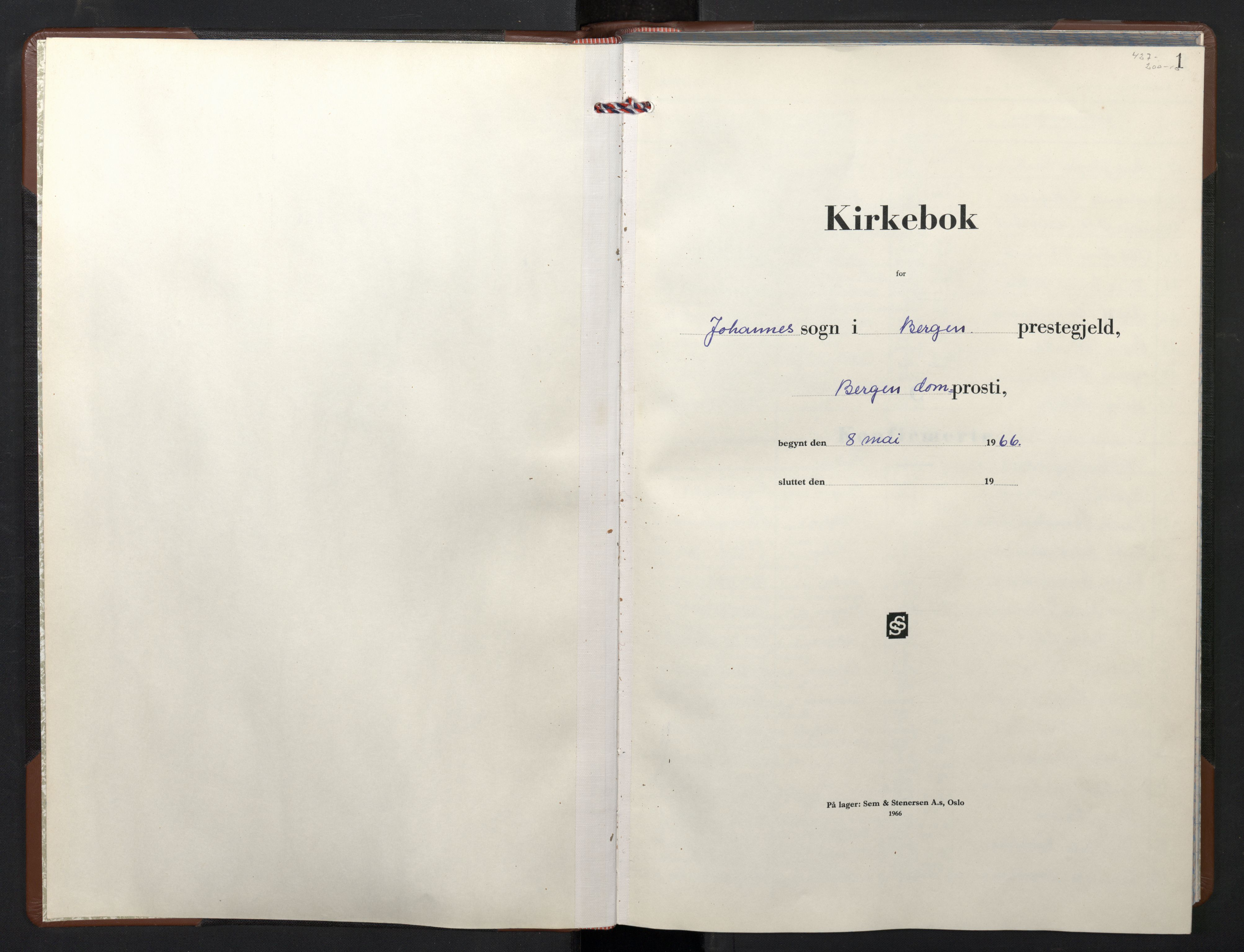 Johanneskirken sokneprestembete, SAB/A-76001/H/Hab: Klokkerbok nr. B 5, 1966-1969, s. 0b-1a