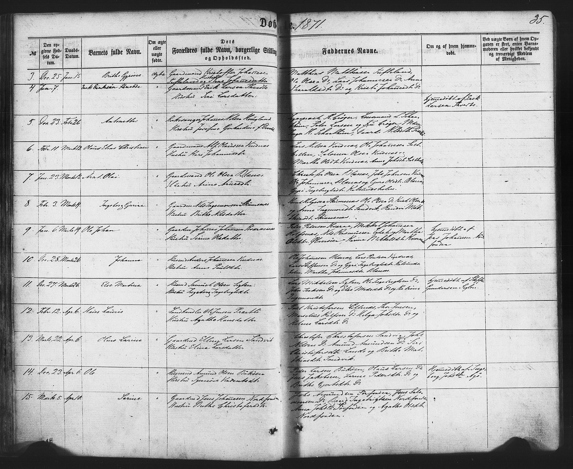 Fitjar sokneprestembete, AV/SAB-A-99926: Ministerialbok nr. A 1, 1862-1881, s. 35