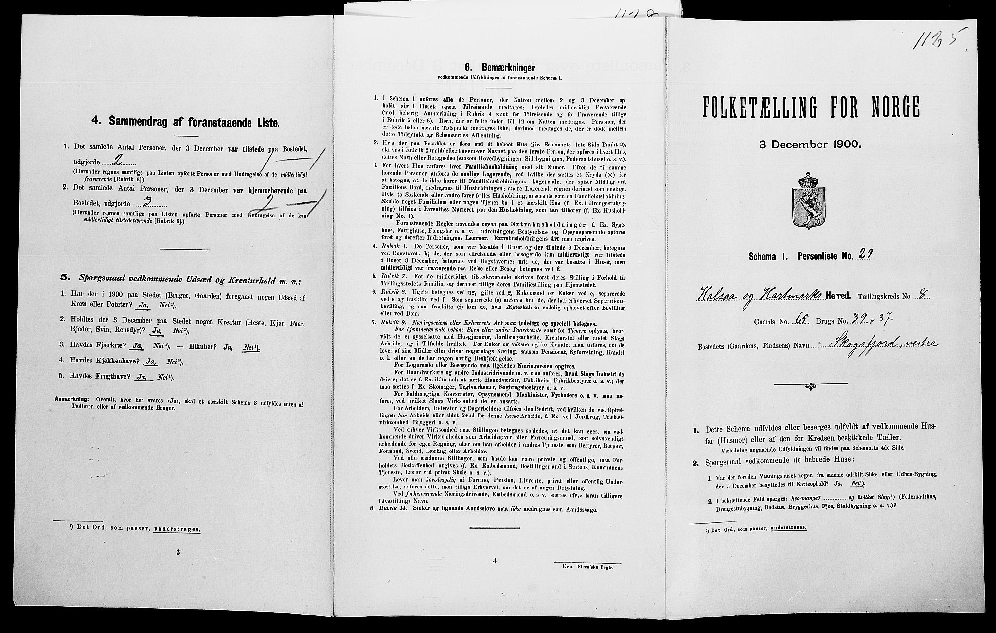 SAK, Folketelling 1900 for 1019 Halse og Harkmark herred, 1900, s. 1201