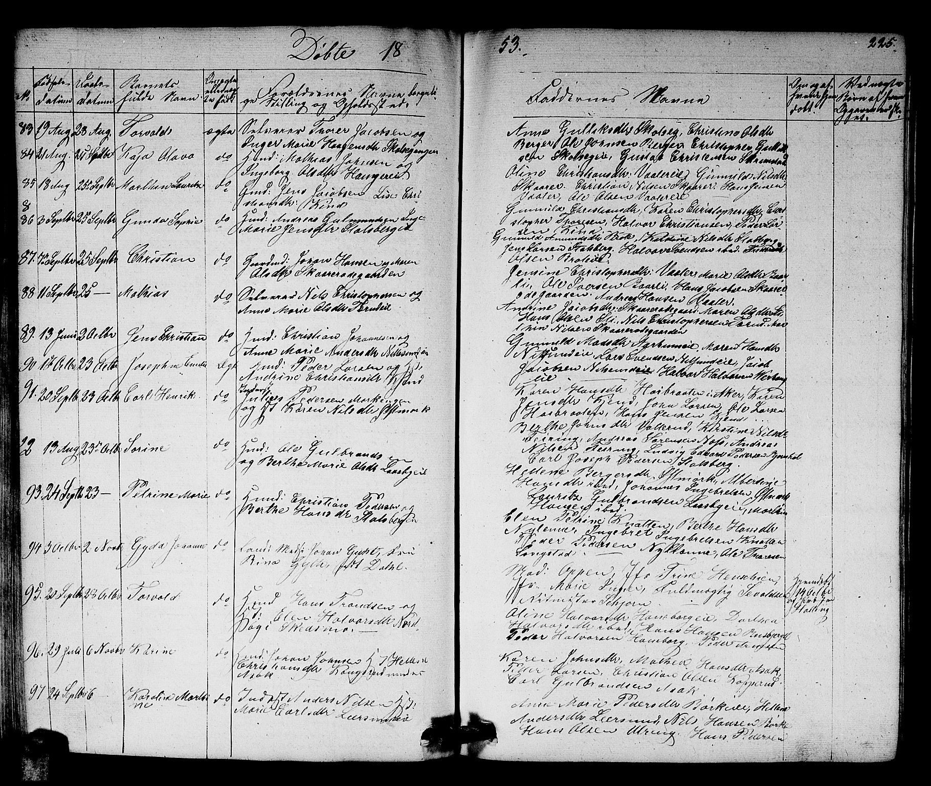 Skedsmo prestekontor Kirkebøker, AV/SAO-A-10033a/G/Ga/L0001: Klokkerbok nr. I 1, 1830-1854, s. 225
