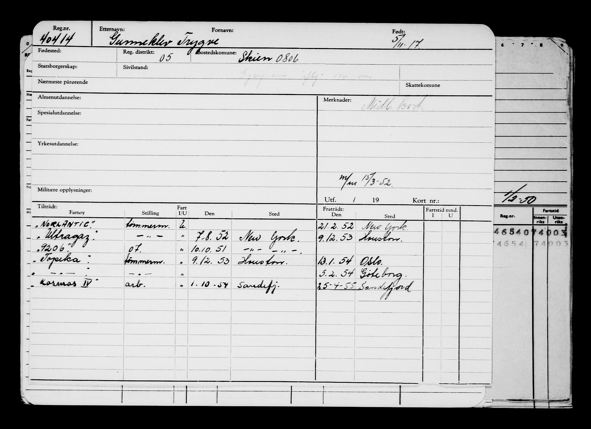 Direktoratet for sjømenn, AV/RA-S-3545/G/Gb/L0153: Hovedkort, 1917, s. 79