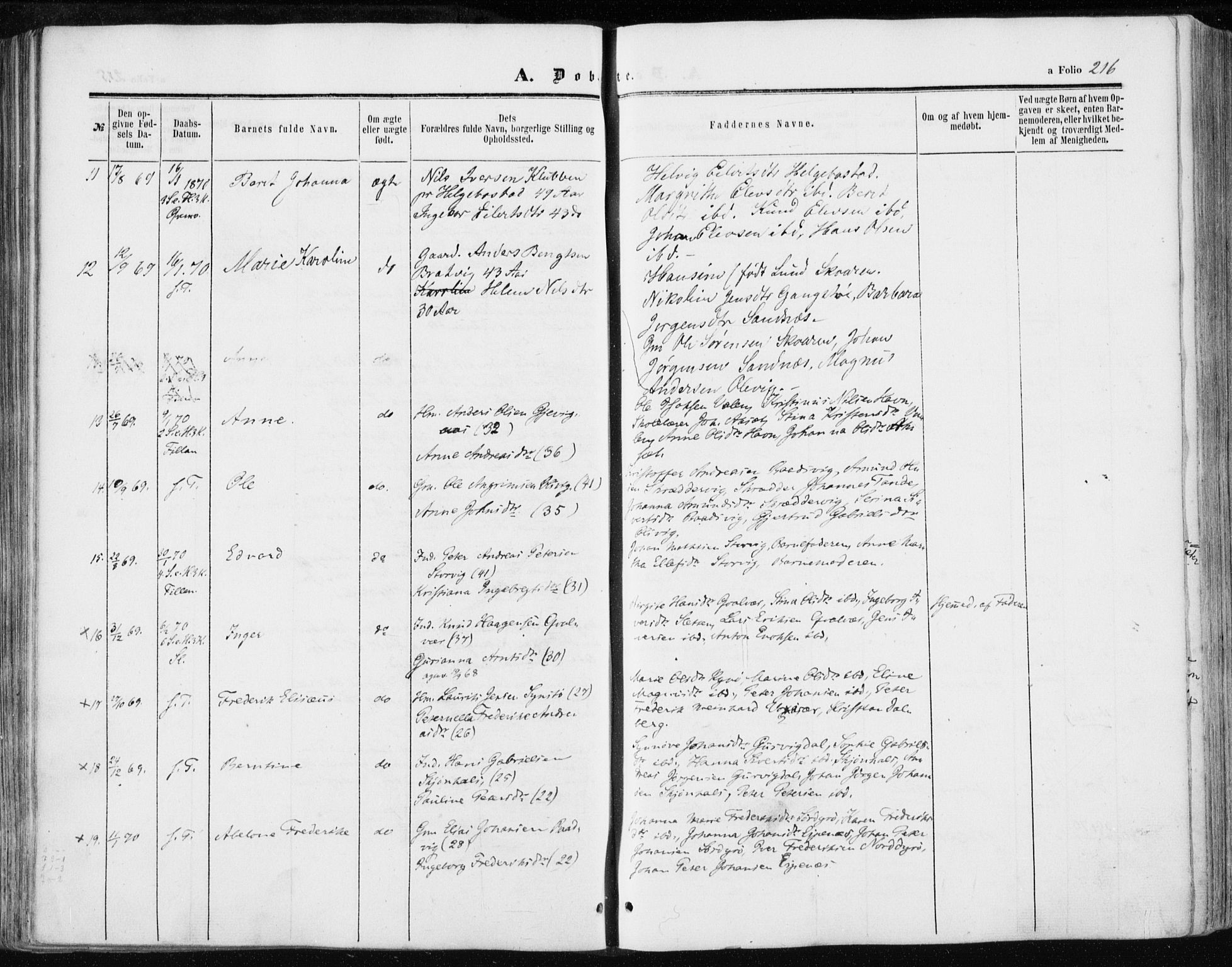 Ministerialprotokoller, klokkerbøker og fødselsregistre - Sør-Trøndelag, SAT/A-1456/634/L0531: Ministerialbok nr. 634A07, 1861-1870, s. 216