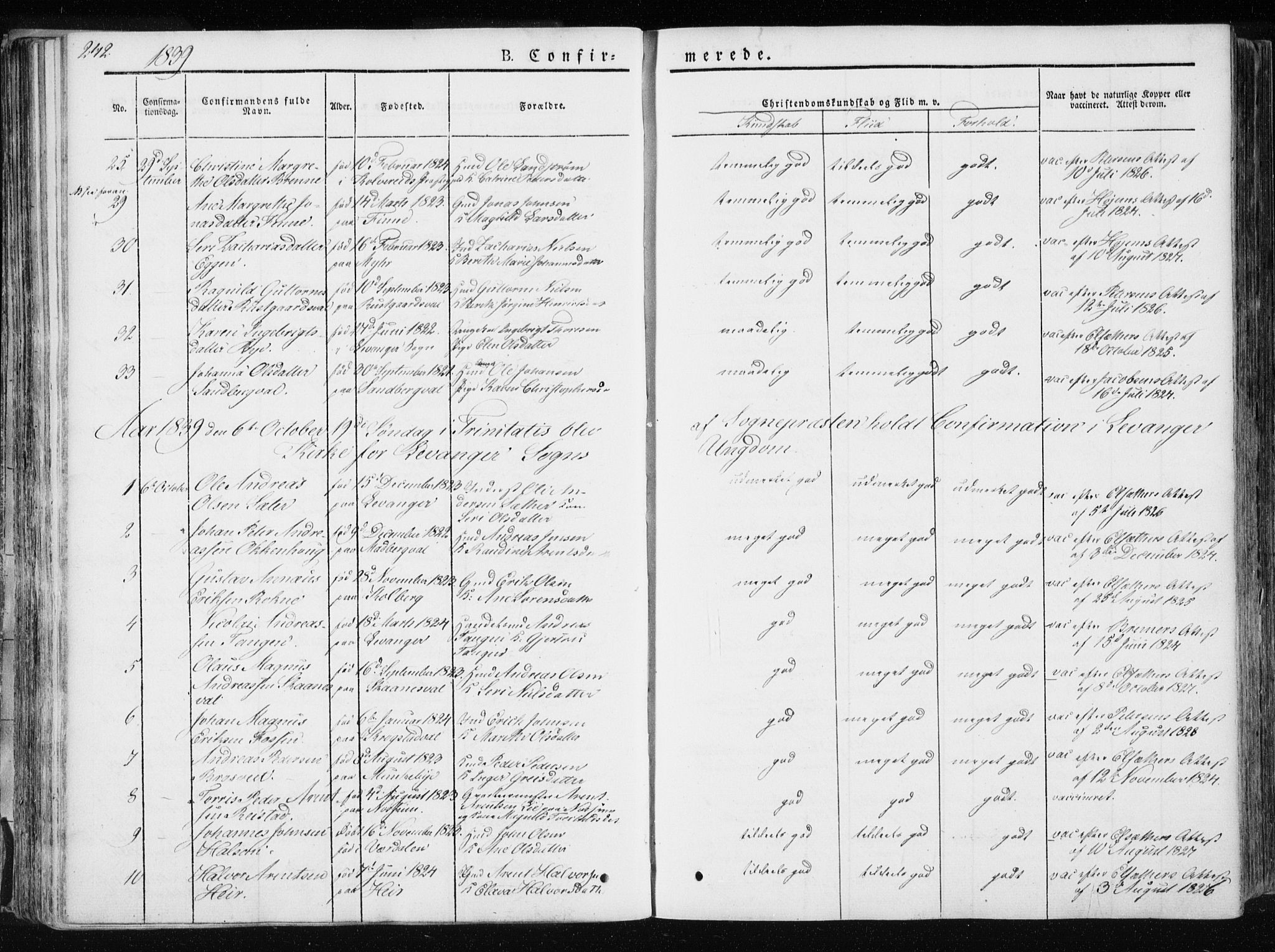 Ministerialprotokoller, klokkerbøker og fødselsregistre - Nord-Trøndelag, AV/SAT-A-1458/717/L0154: Ministerialbok nr. 717A06 /1, 1836-1849, s. 242