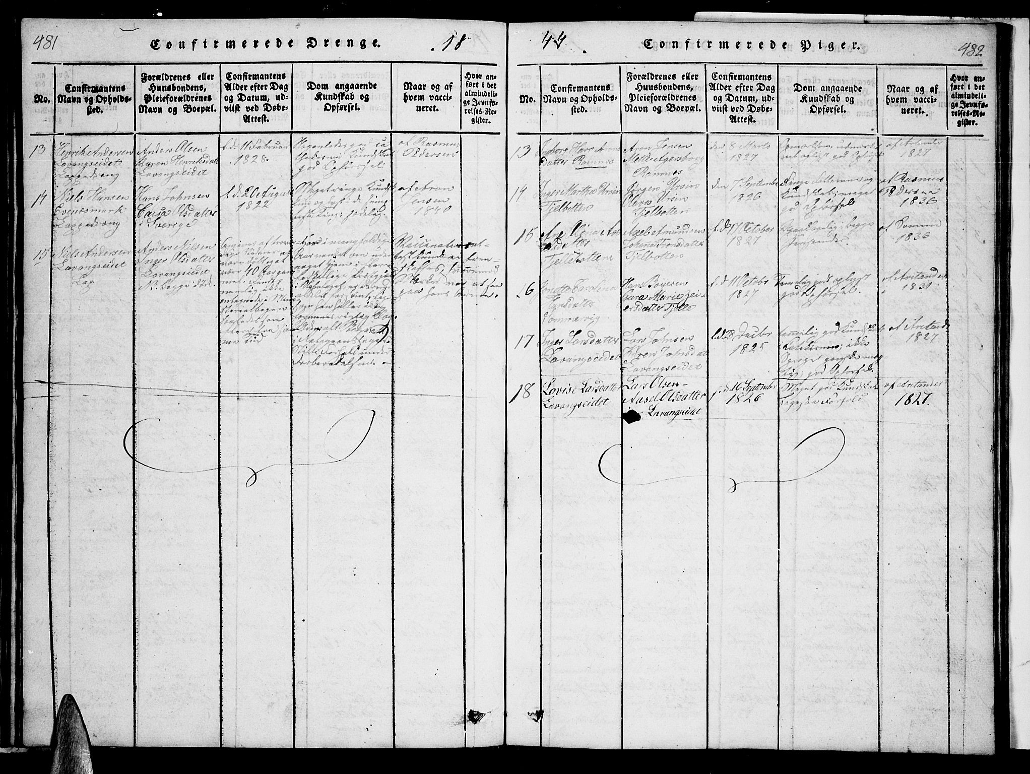 Ministerialprotokoller, klokkerbøker og fødselsregistre - Nordland, AV/SAT-A-1459/863/L0911: Klokkerbok nr. 863C01, 1821-1858, s. 481-482