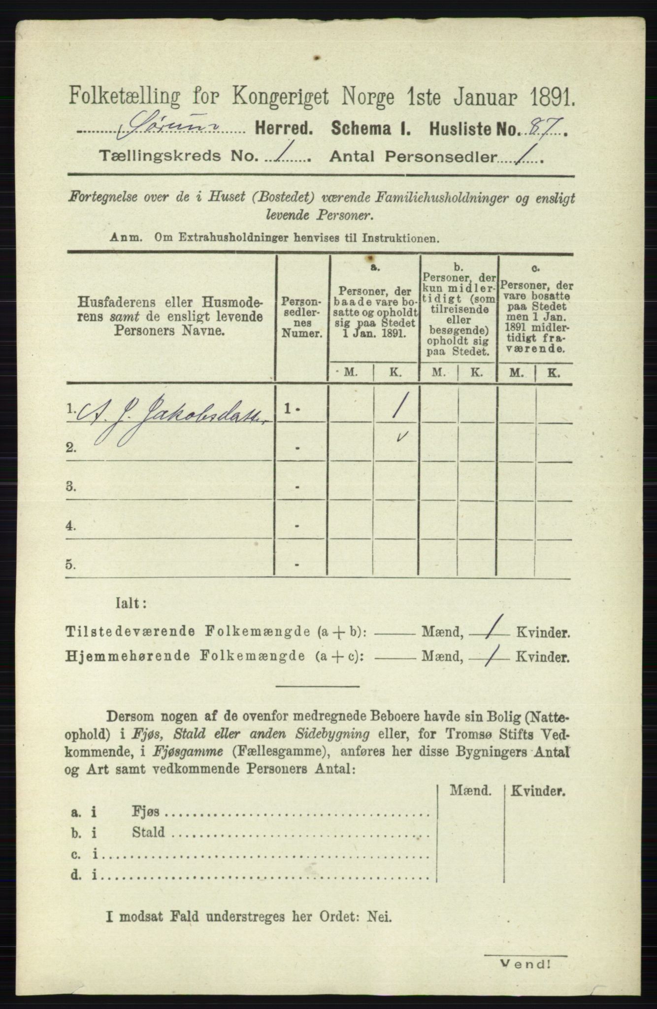 RA, Folketelling 1891 for 0226 Sørum herred, 1891, s. 106