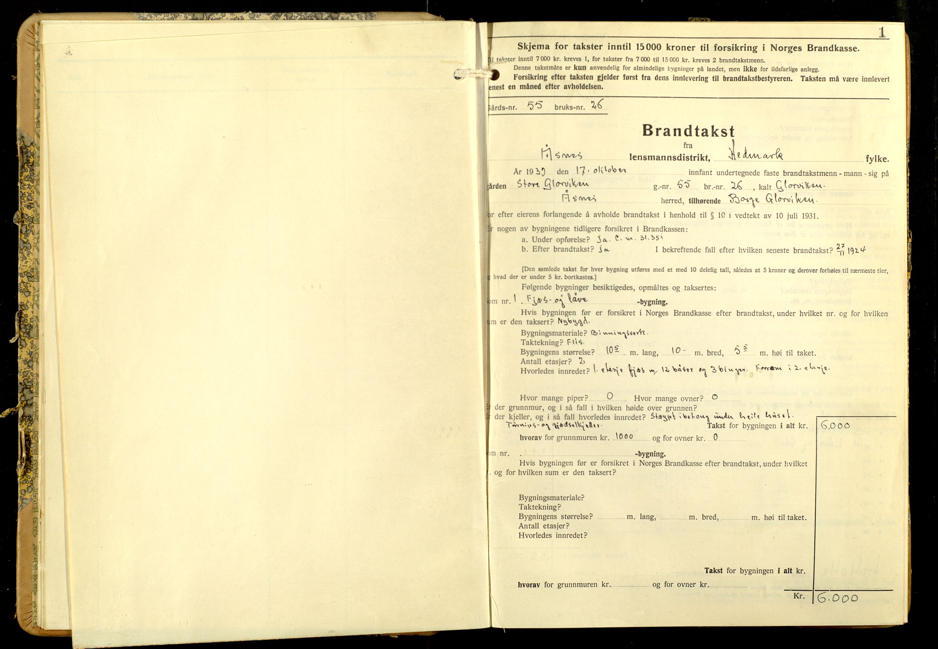 Norges Brannkasse, Åsnes, AV/SAH-NBRANÅ-018/F/L0024: Branntakstprotokoll, 1939-1946