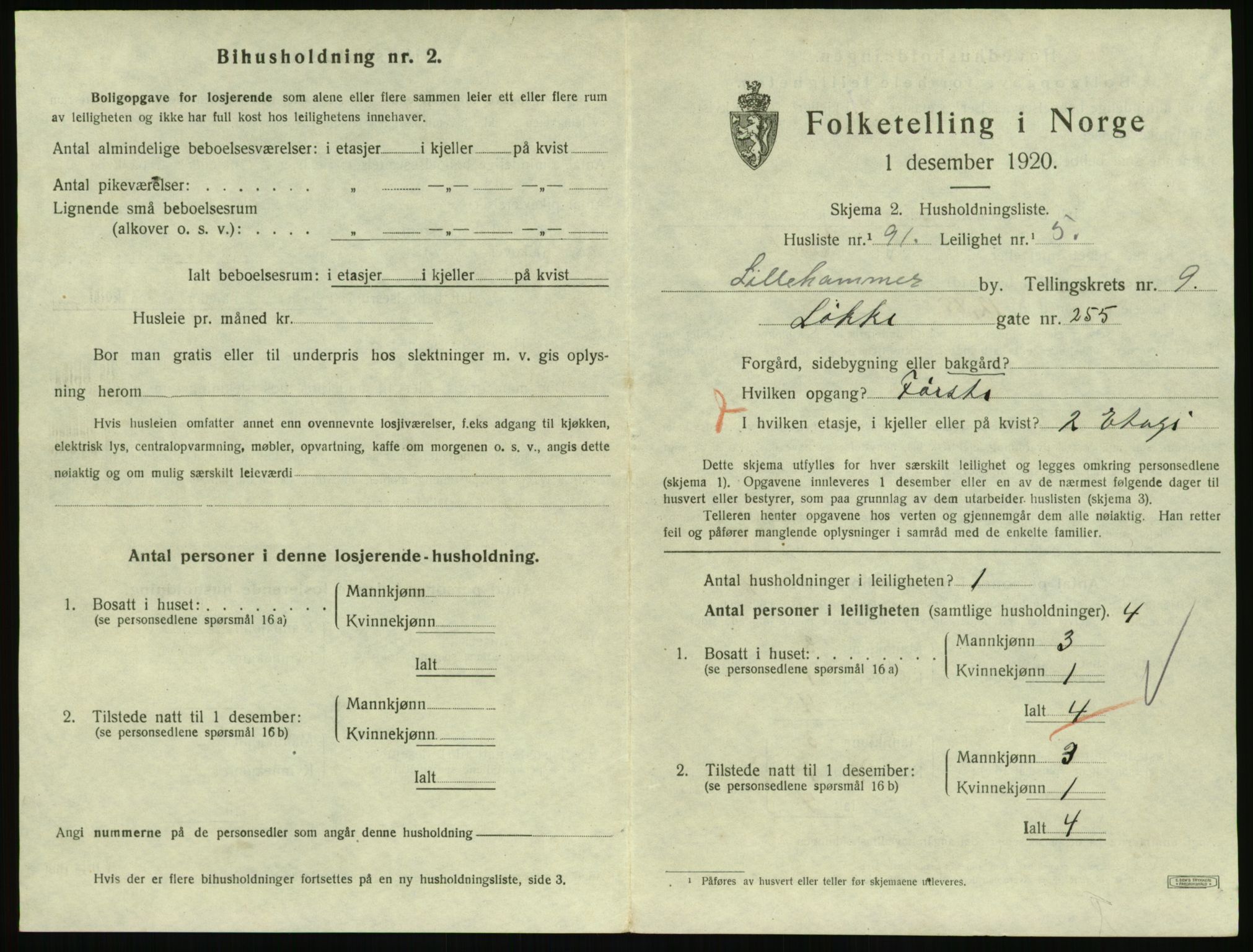 SAH, Folketelling 1920 for 0501 Lillehammer kjøpstad, 1920, s. 3382