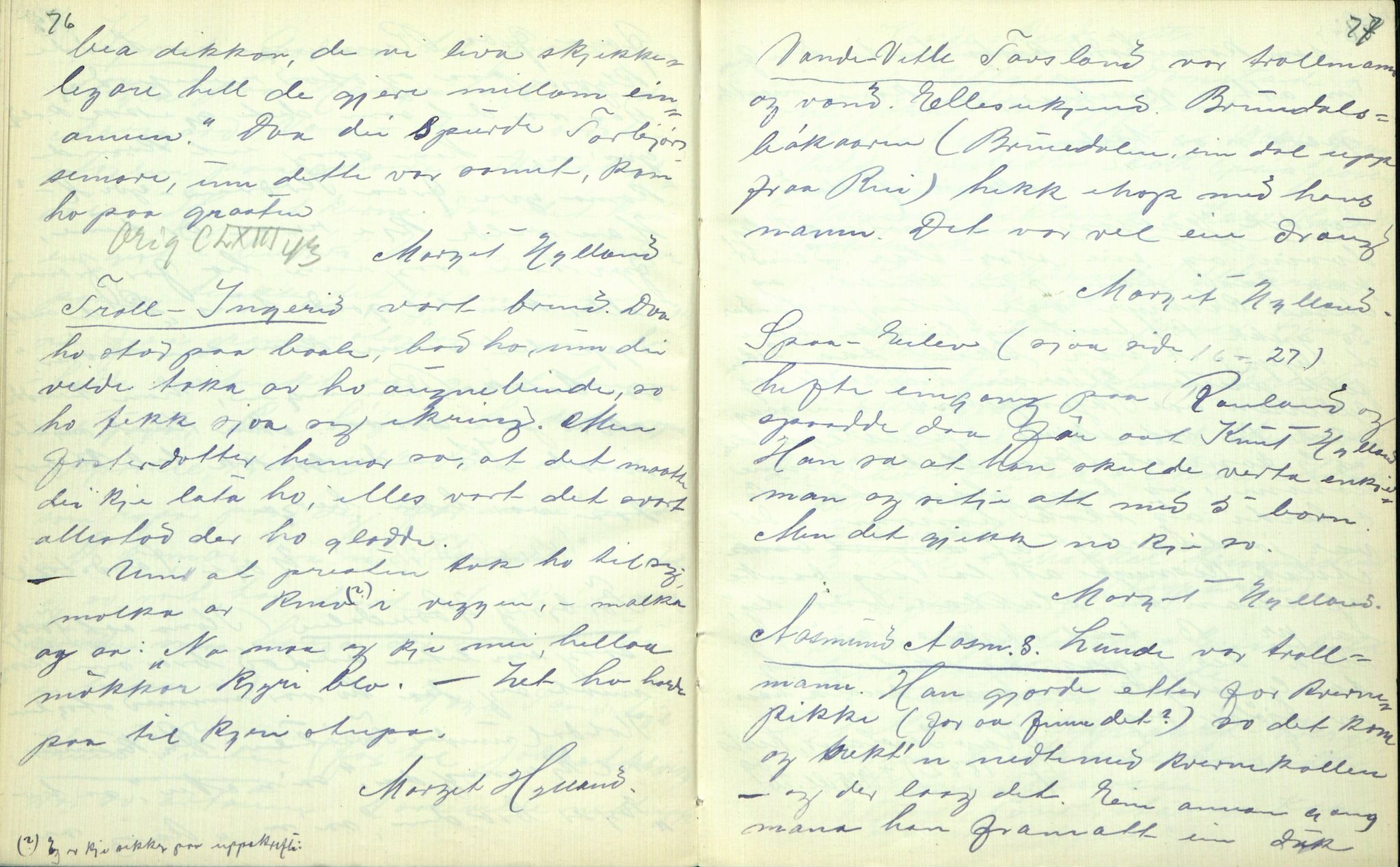 Rikard Berge, TEMU/TGM-A-1003/F/L0002/0023: 031-060 Innholdslister / 53 Segnir og sogur. Raudland, Vinje m.fl. , 1910-1950, s. 76-77