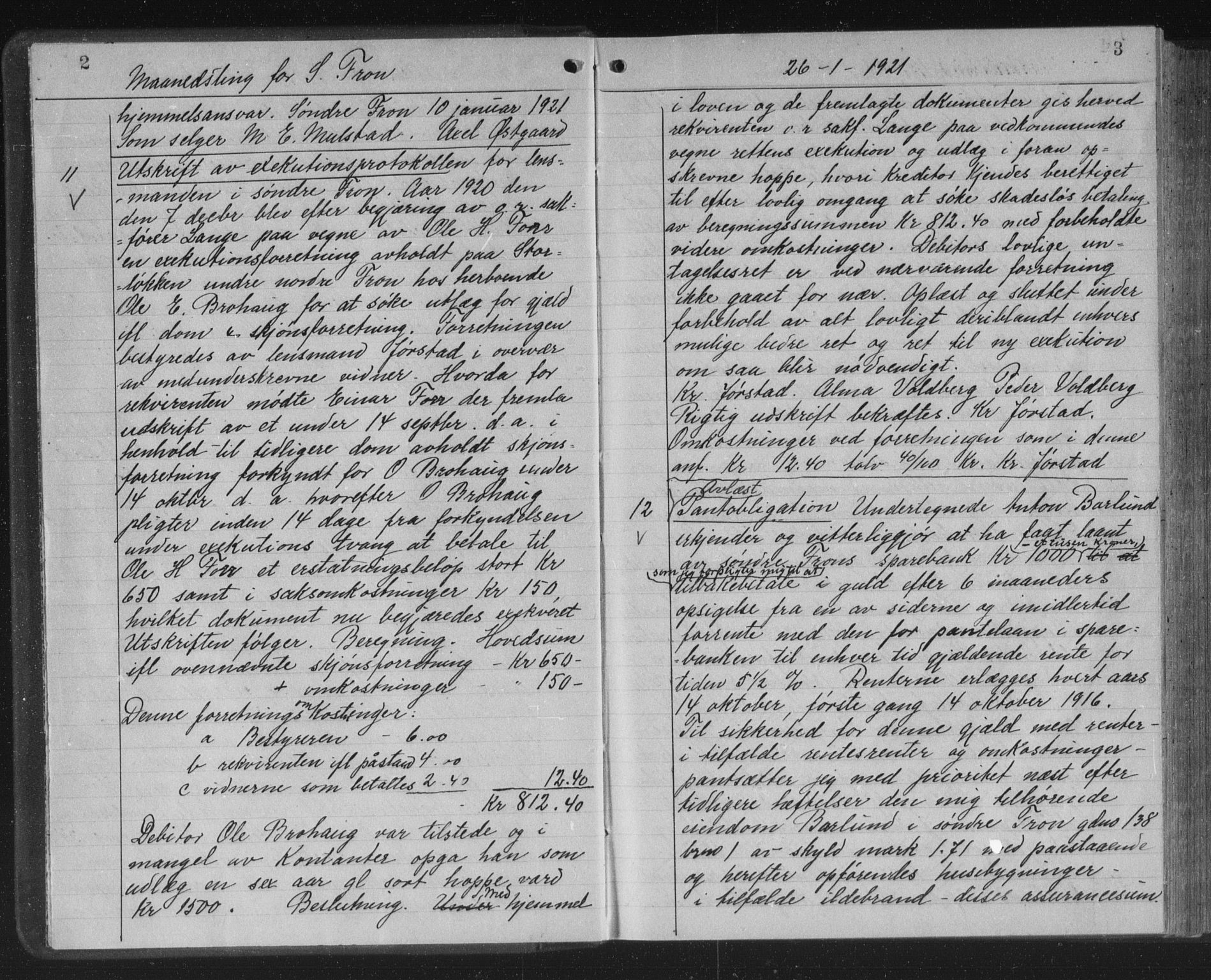 Sør-Gudbrandsdal tingrett, AV/SAH-TING-004/H/Hb/Hbb/L0008: Pantebok nr. II 8, 1921-1922, s. 2-3