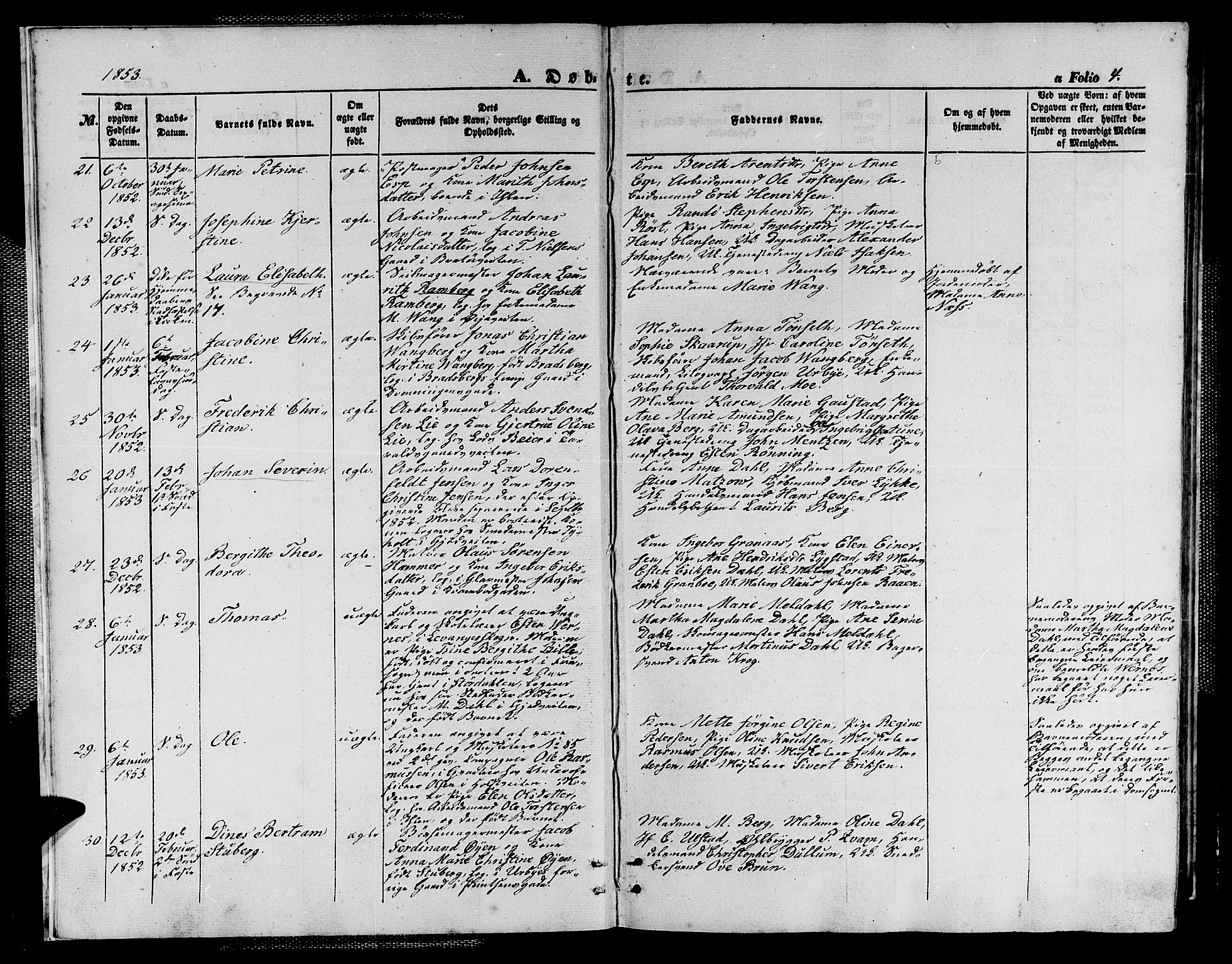 Ministerialprotokoller, klokkerbøker og fødselsregistre - Sør-Trøndelag, SAT/A-1456/602/L0138: Klokkerbok nr. 602C06, 1853-1858, s. 4