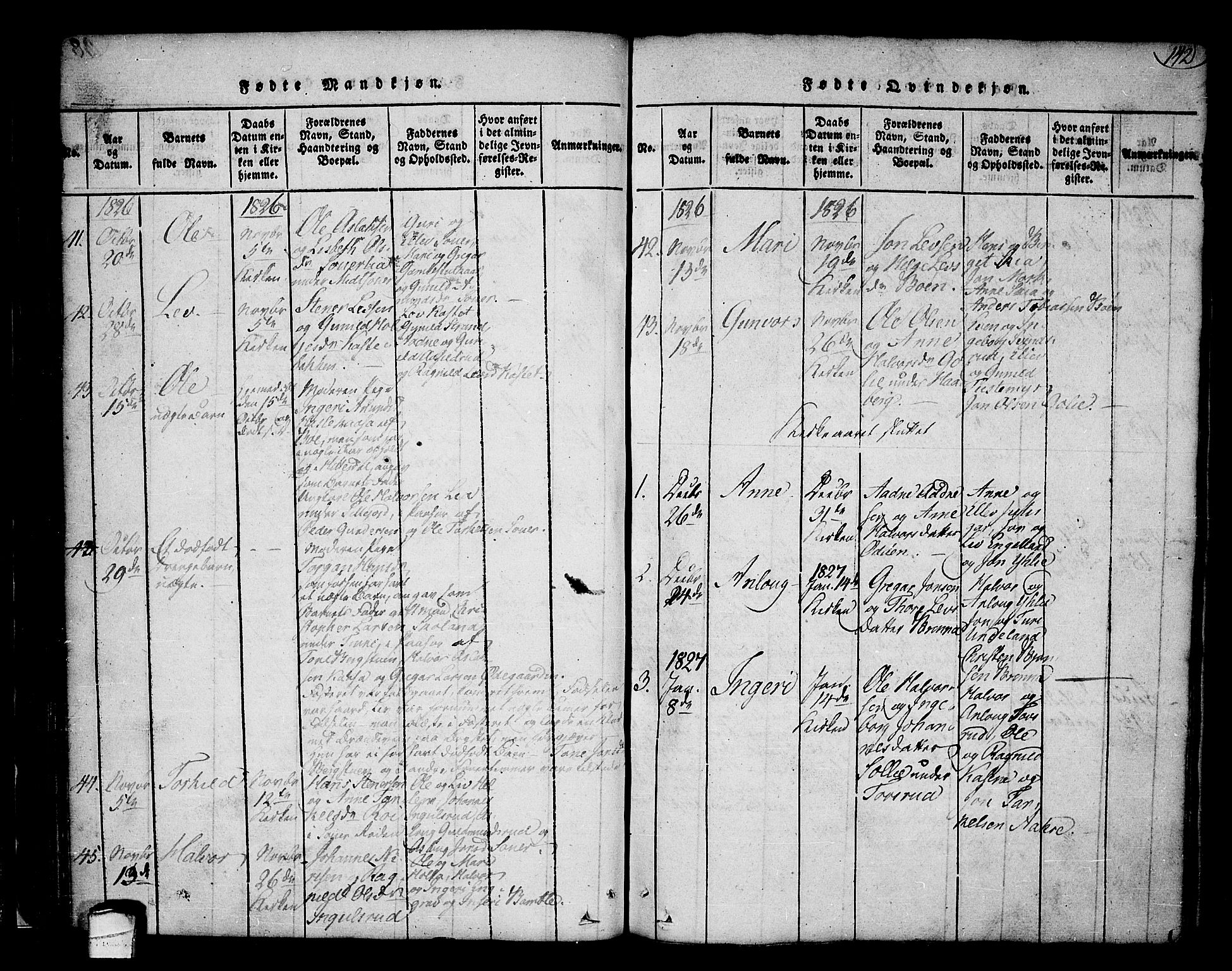 Heddal kirkebøker, AV/SAKO-A-268/F/Fa/L0005: Ministerialbok nr. I 5, 1814-1837, s. 141-142