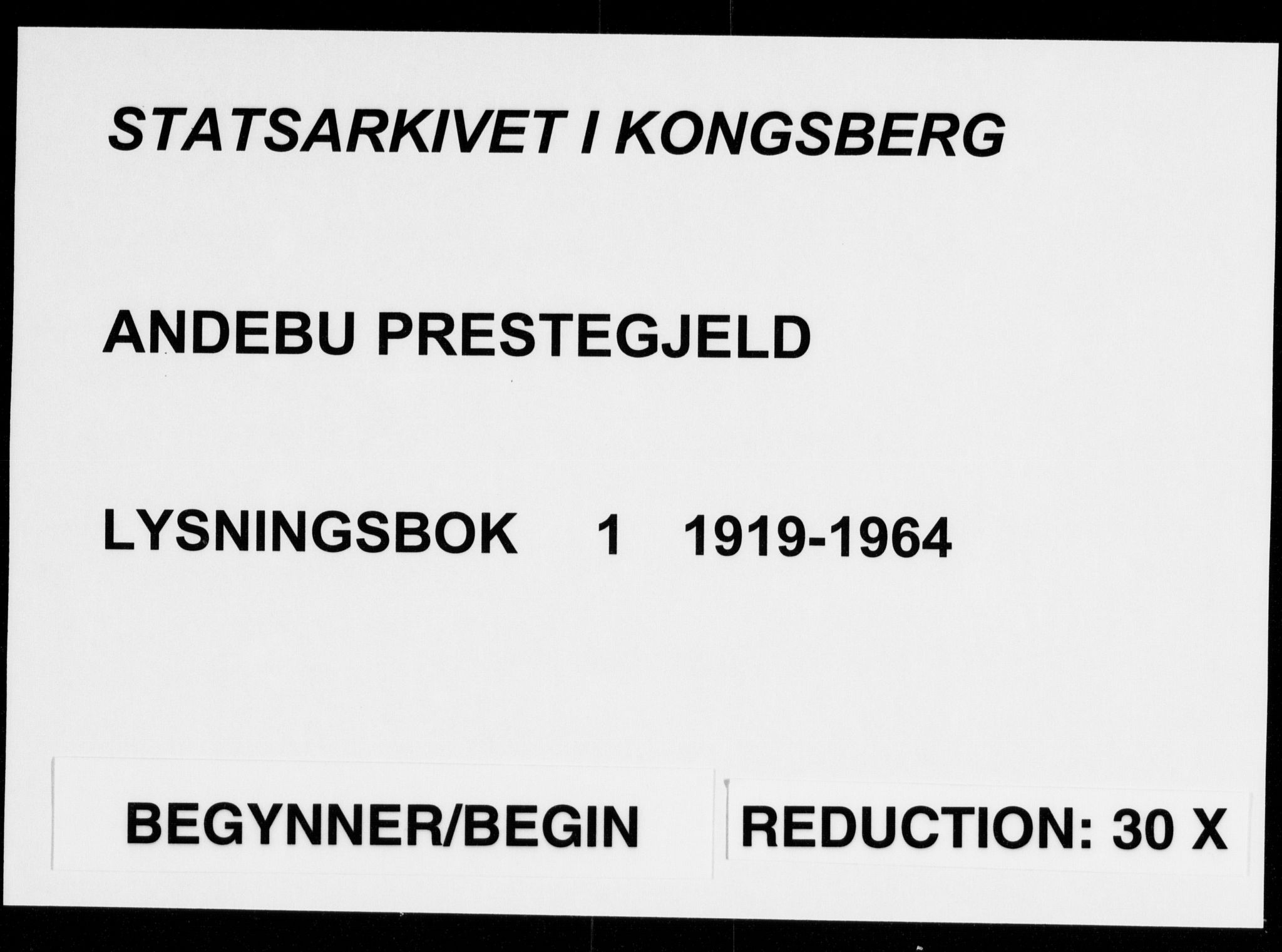 Andebu kirkebøker, AV/SAKO-A-336/H/Ha/L0001: Lysningsprotokoll nr. 1, 1919-1964