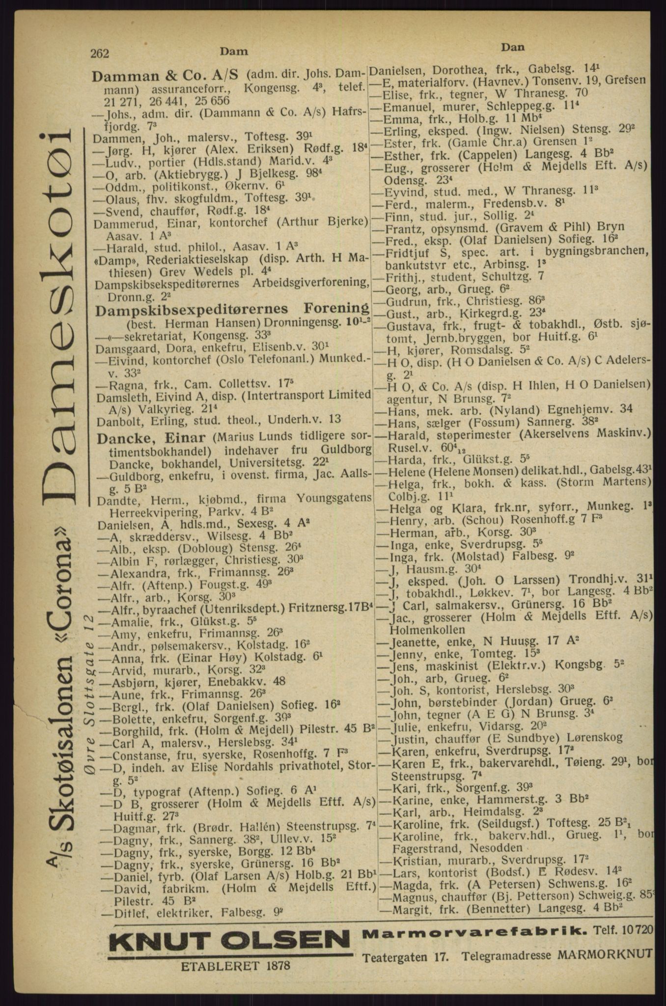 Kristiania/Oslo adressebok, PUBL/-, 1927, s. 262