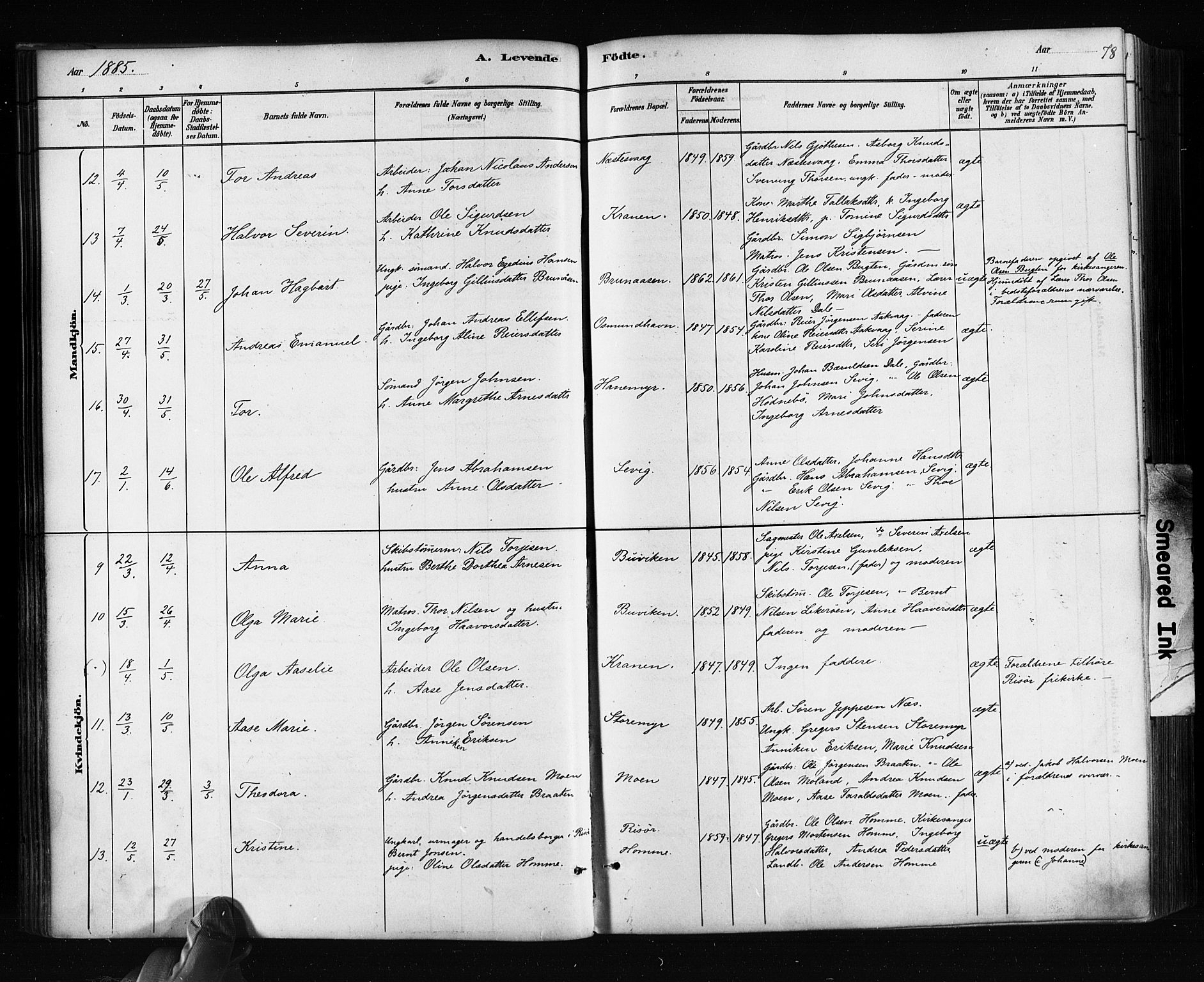 Søndeled sokneprestkontor, AV/SAK-1111-0038/F/Fa/L0004: Ministerialbok nr. A 4, 1880-1889, s. 78