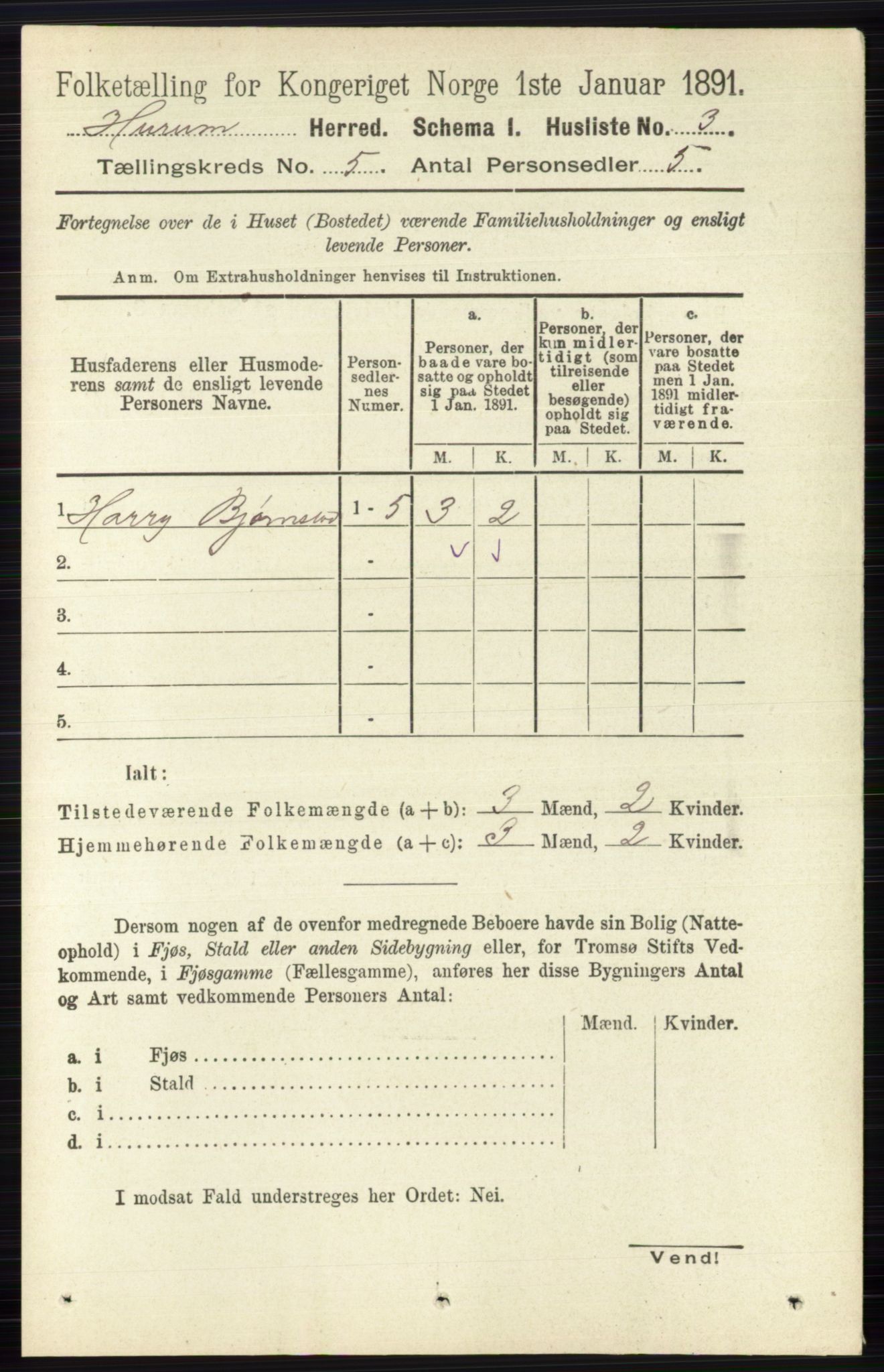 RA, Folketelling 1891 for 0628 Hurum herred, 1891, s. 1315